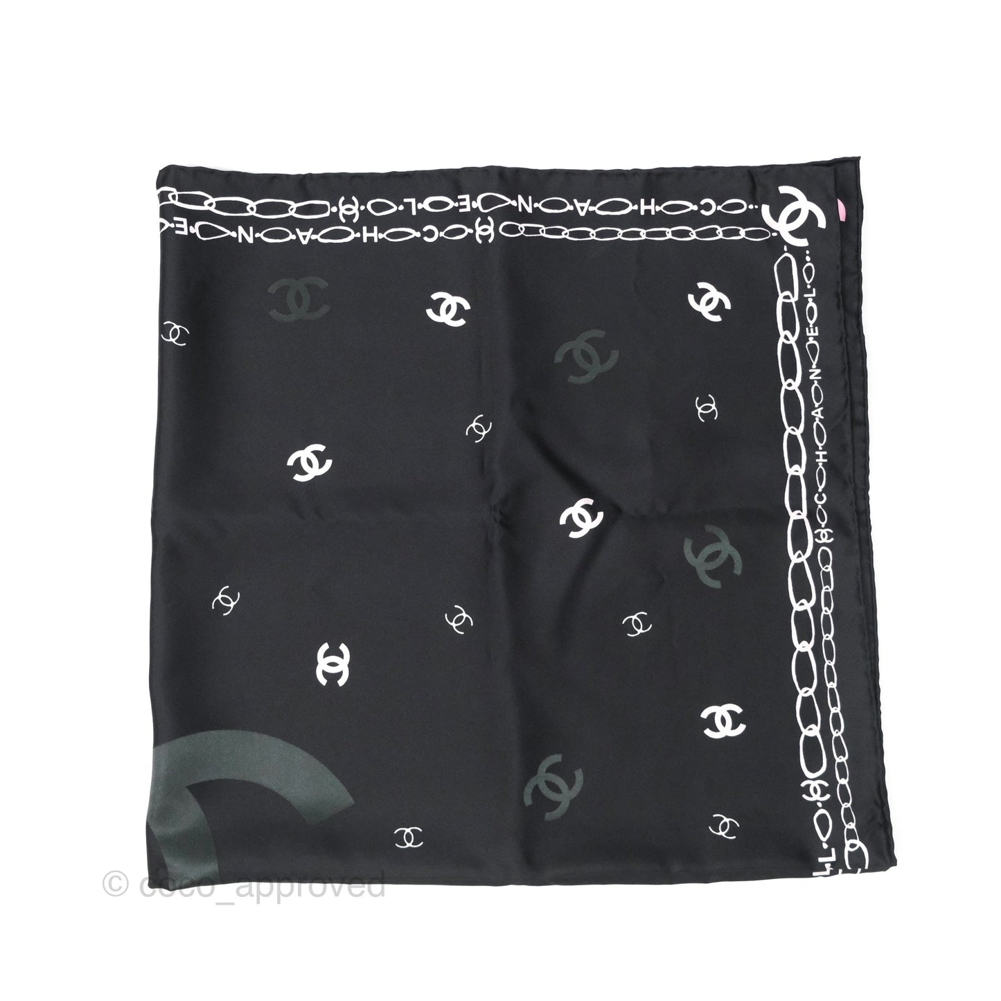 Chanel CC Logo Reversible Silk Square Scarf 90