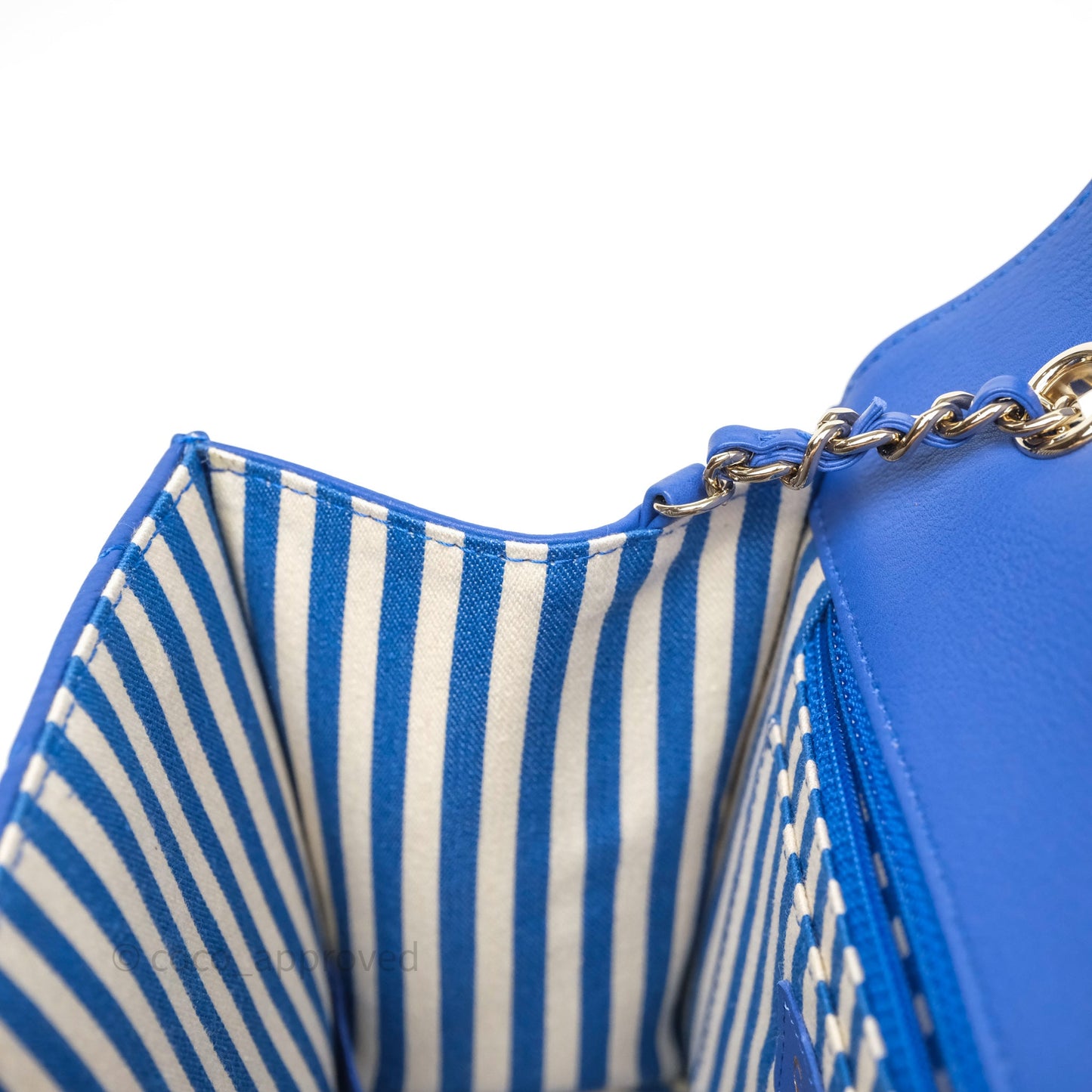 Chanel Chevron Square Envelope Flap Bag Royal Blue Calfskin Gold Hardware 19C