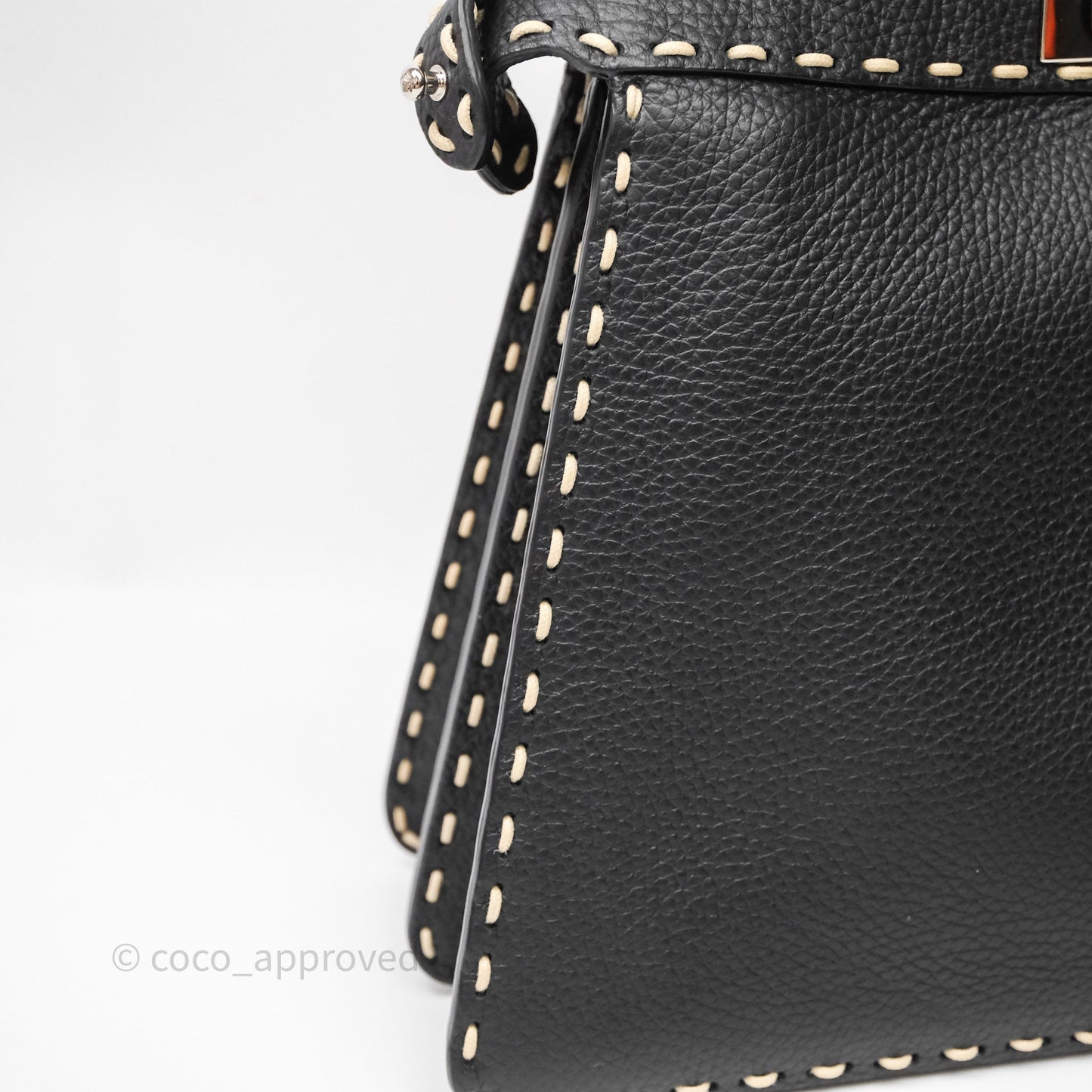 Fendi Peekaboo ISeeU Python Handle Handbag Black Calfskin Silver Hardware