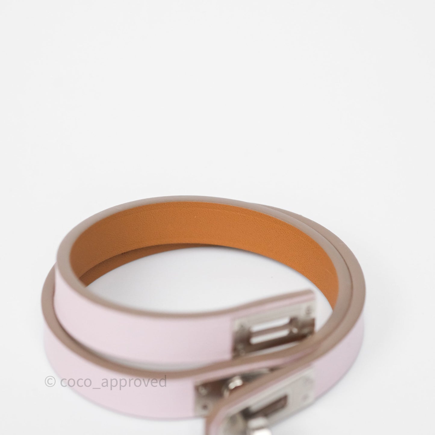 Hermès Kelly Double Tour Bracelet Mauve Pâle Swift Palladium Hardware