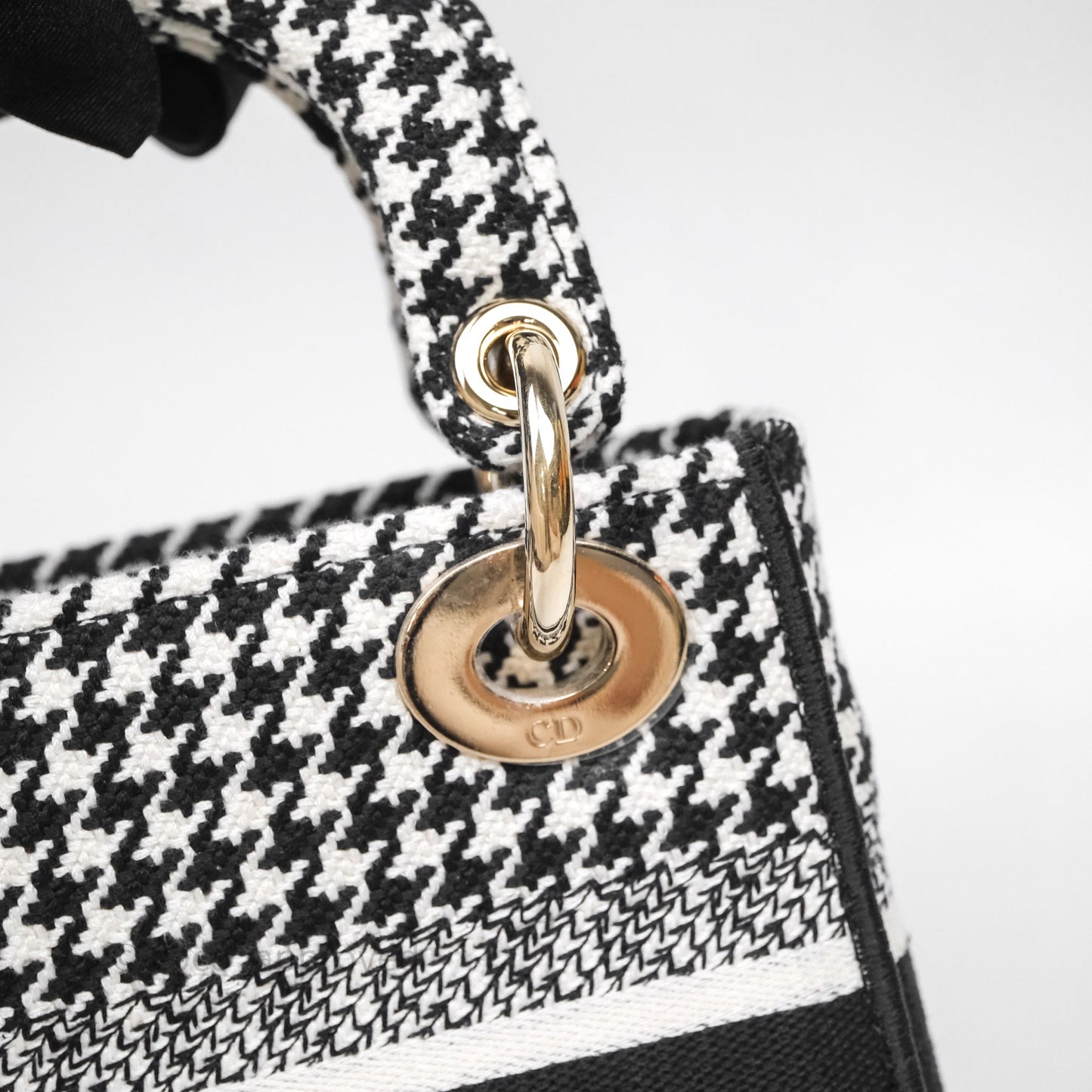 Christian Dior Mini Lady D-Lite Bag Black White Houndstooth