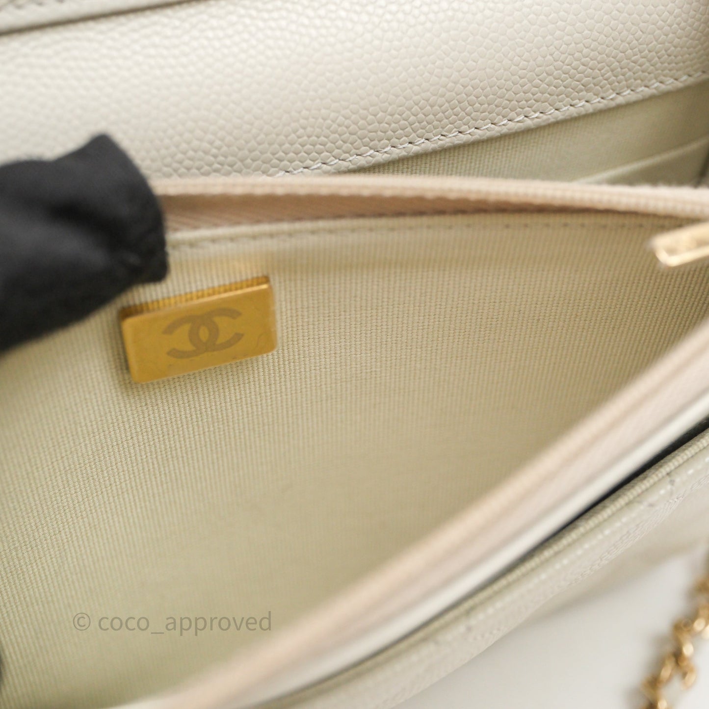 Chanel Quilted Wallet on Chain WOC Light Grey Caviar Gold Hardware 24S