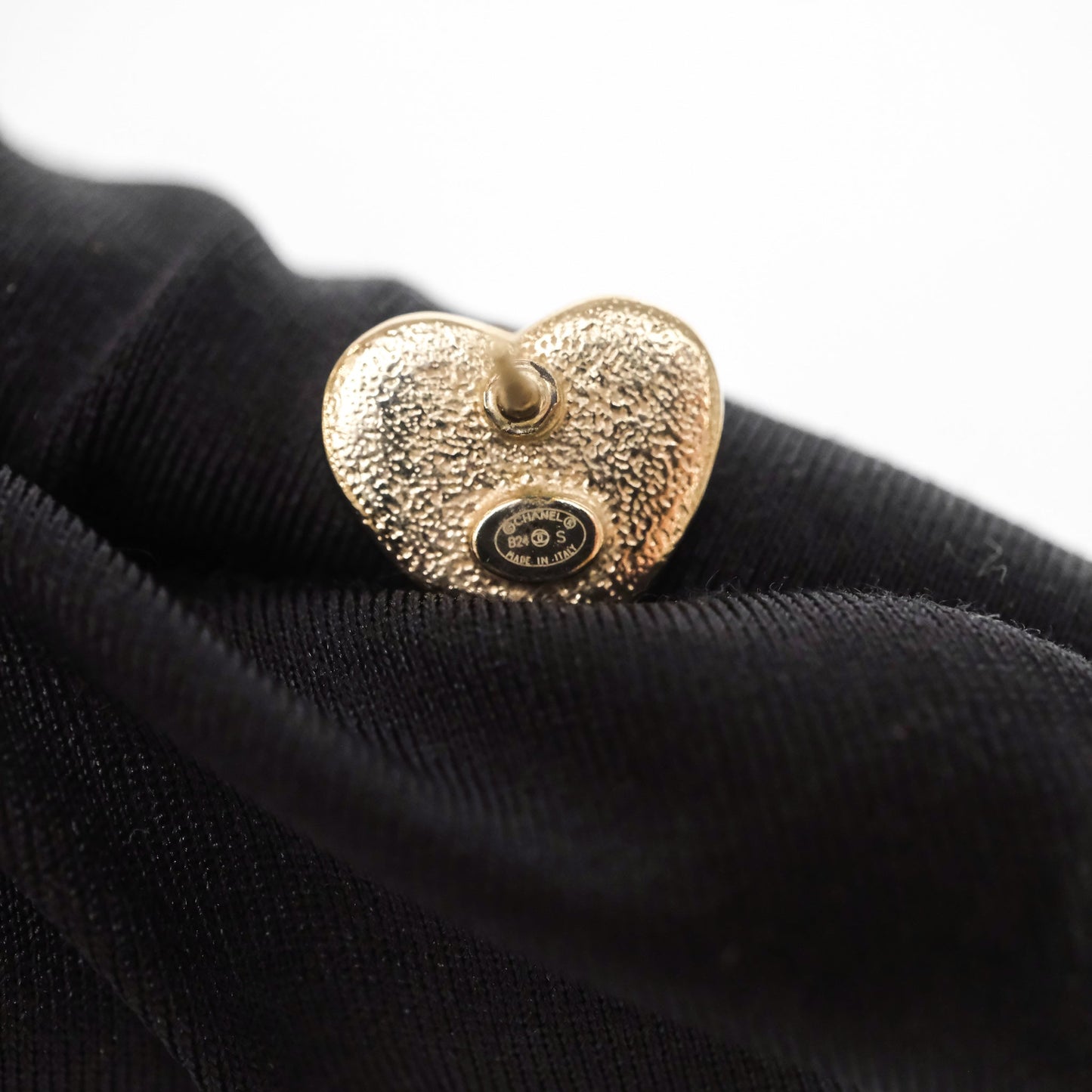 Chanel CC Heart Earrings White Gold Tone 24S