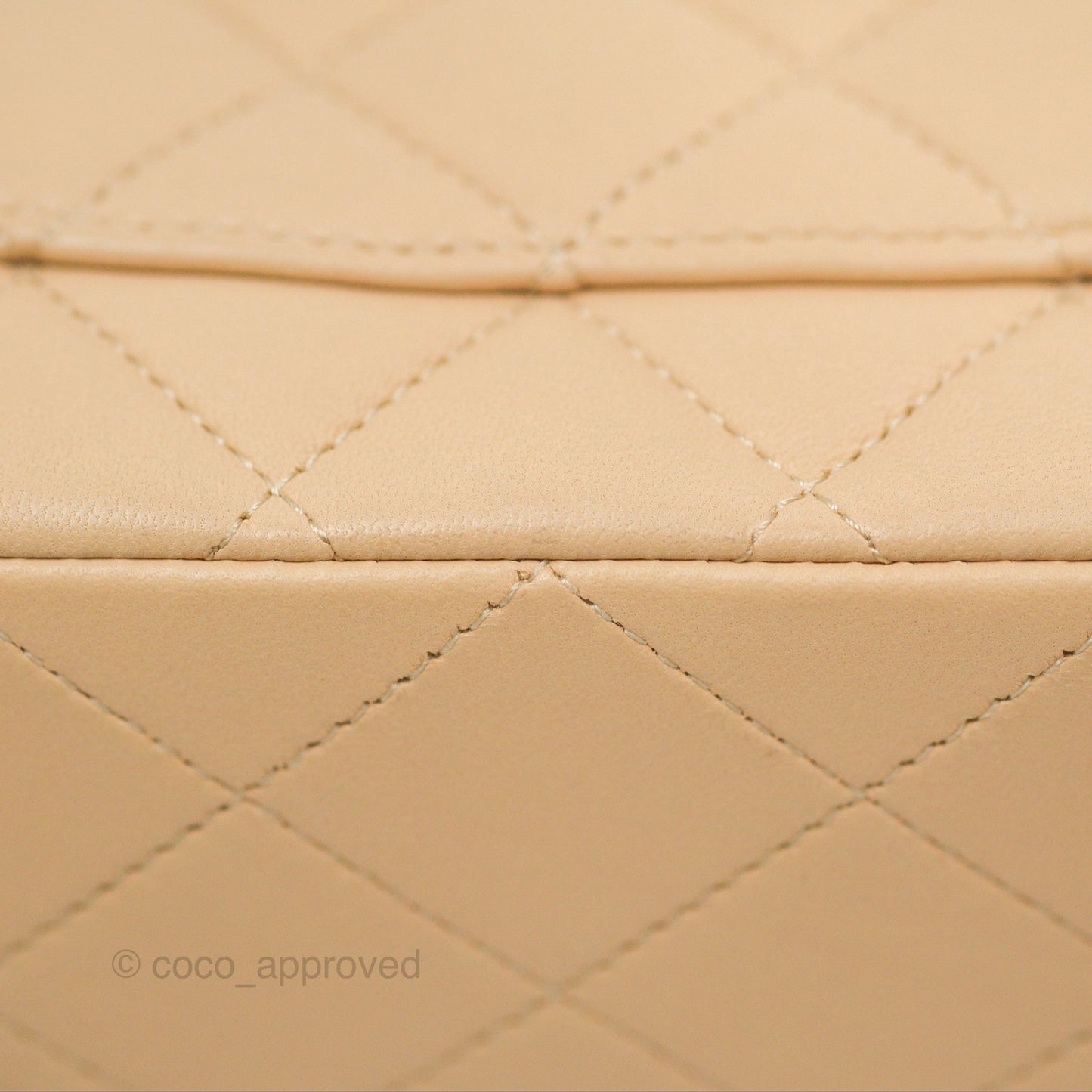 Chanel Classic M/L Medium Flap Quilted Beige Lambskin Silver Hardware