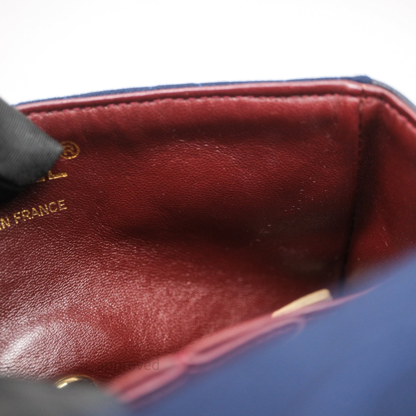 Chanel Vintage Mini Full Flap Bag Navy Fabrics / Lambskin 24K Gold Hardware