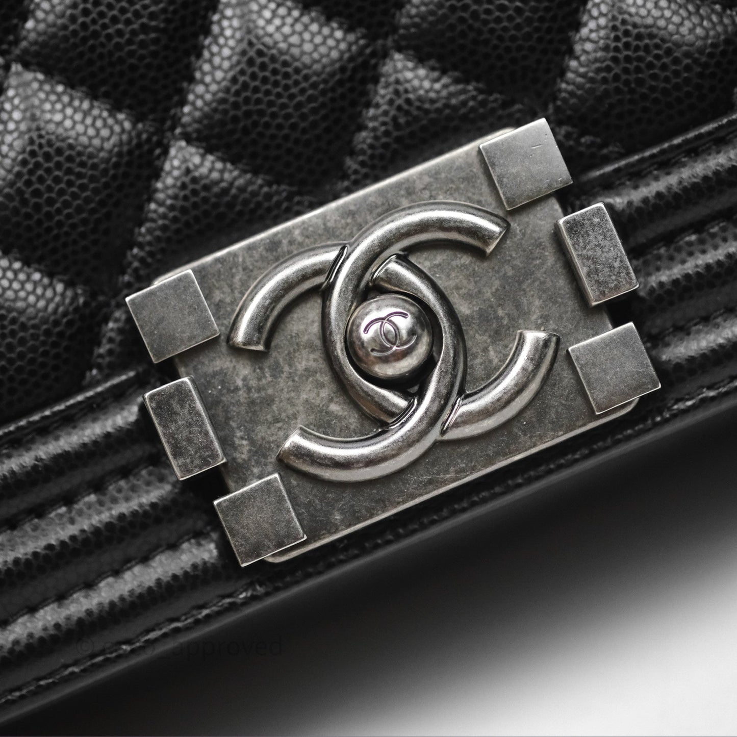 Chanel Small Boy Black Caviar Ruthenium Hardware