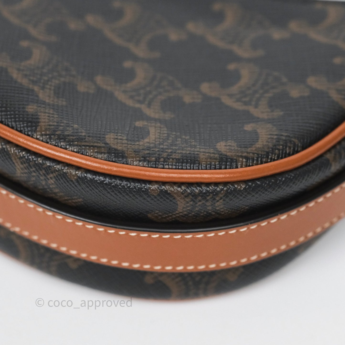 Celine Mini Ava Bag In Triomphe Canvas Calfskin Tan
