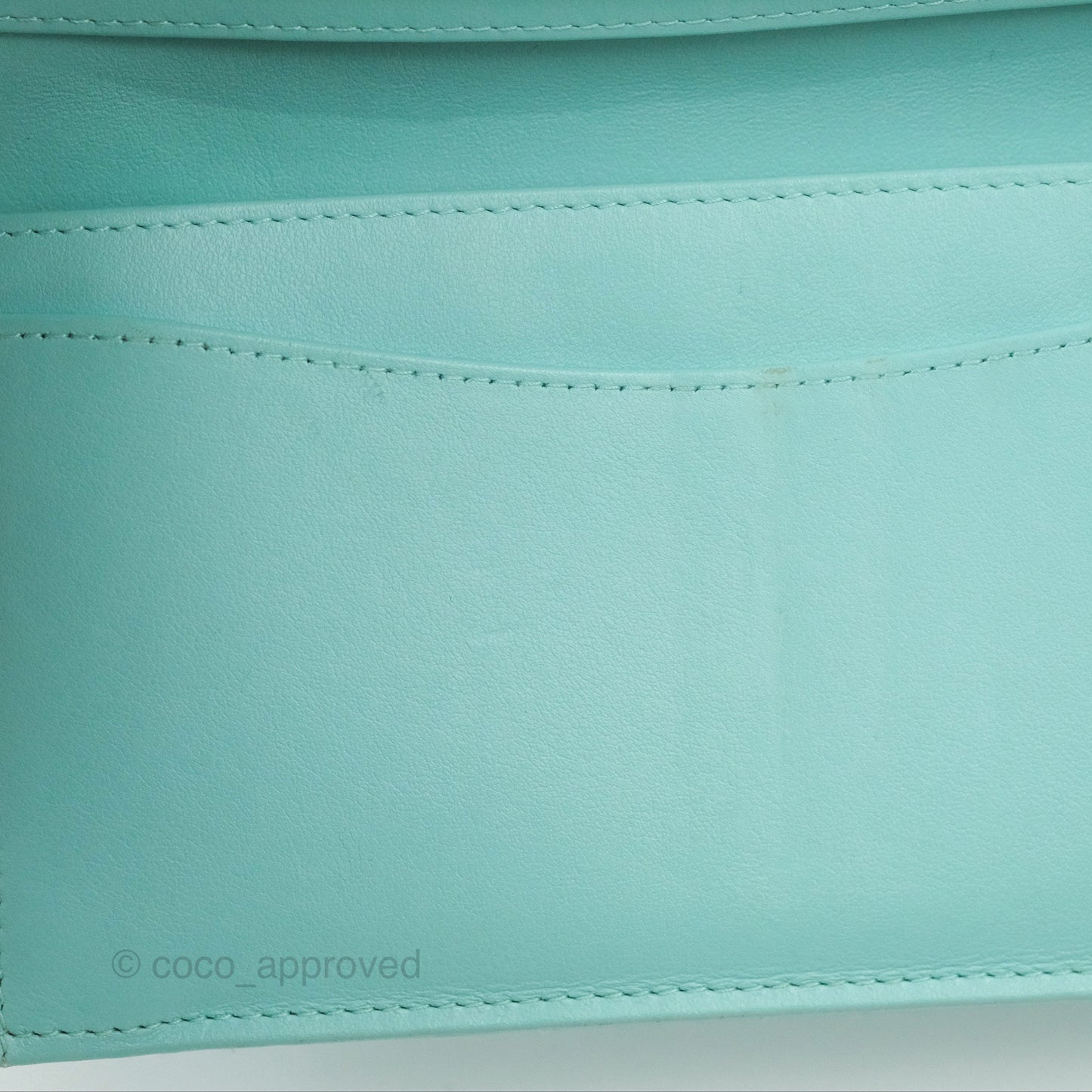 Chanel Classic Quilted Long Wallet Tiffany Blue Caviar Gold Hardware