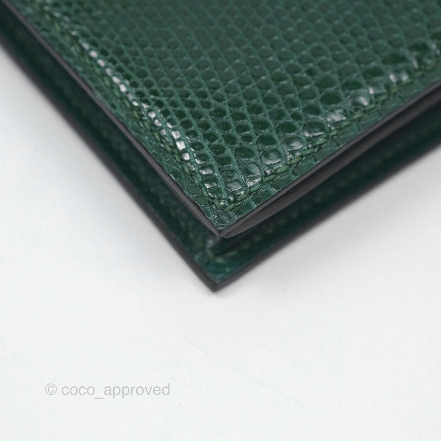 Hermès Vintage Bearn Wallet Green Lizard Gold Hardware