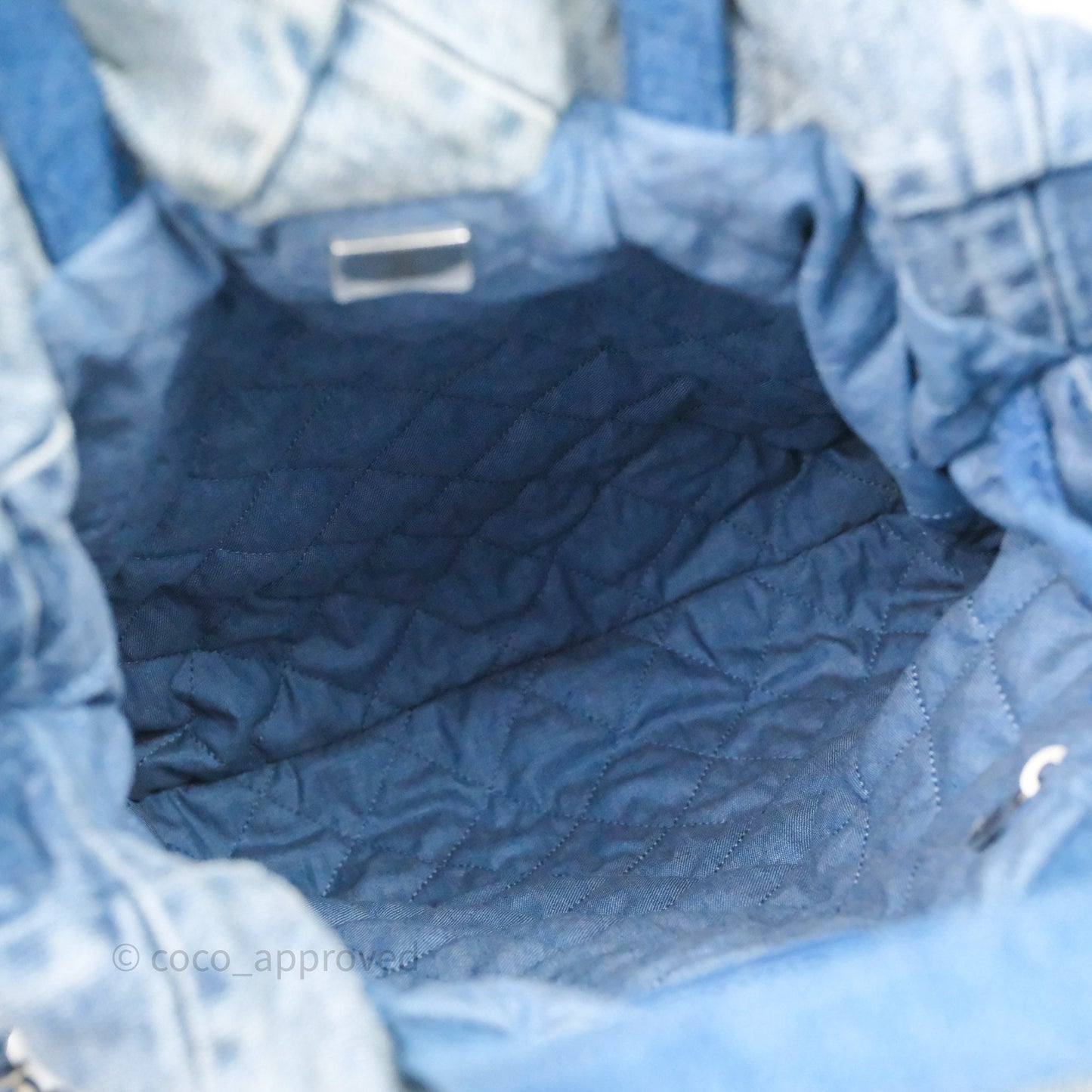 Chanel 22 Small Backpack Blue Denim Ruthenium Hardware
