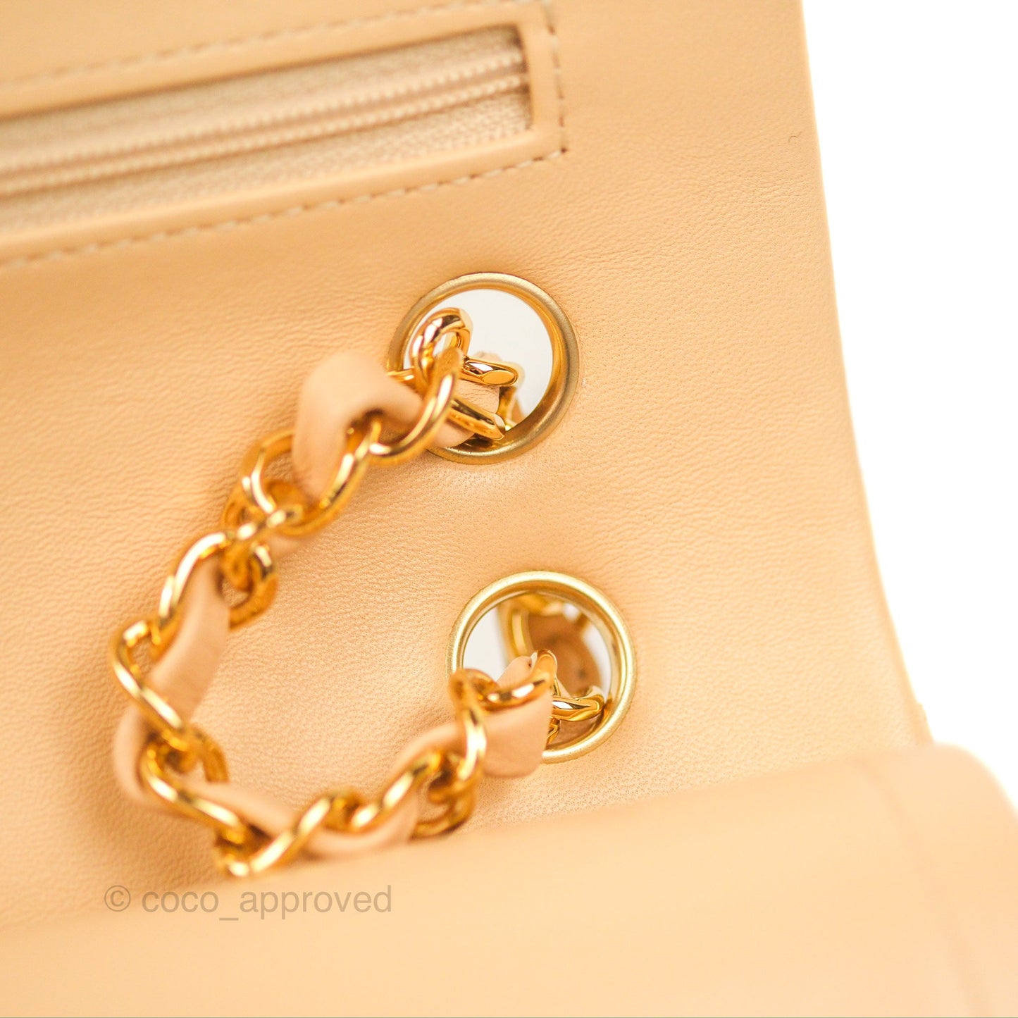 Chanel Classic M/L Medium Flap Quilted Beige Lambskin Gold Hardware