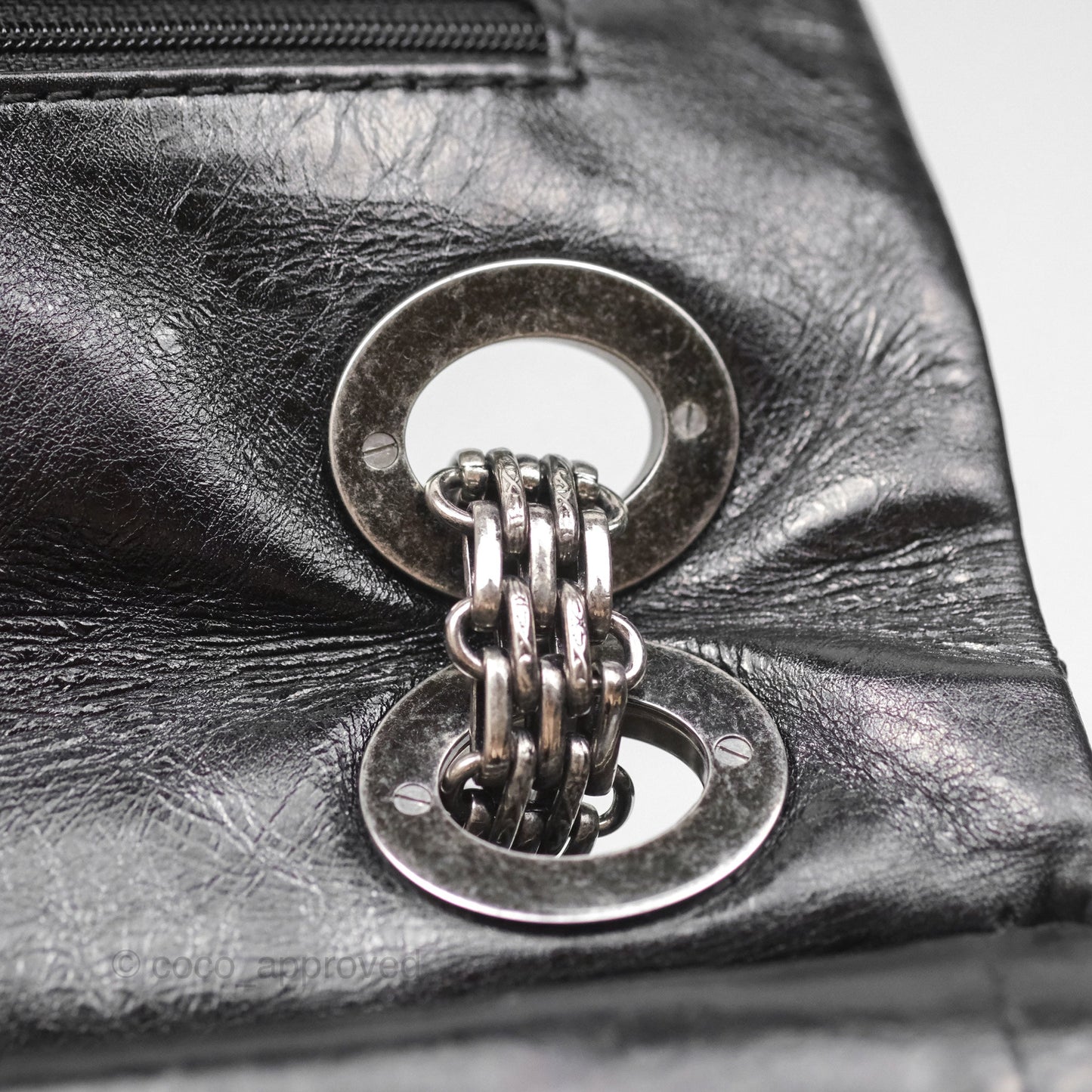 Chanel 228 Reissue Flap Quilted Black Crumpled Calfskin Ruthenium Hardware