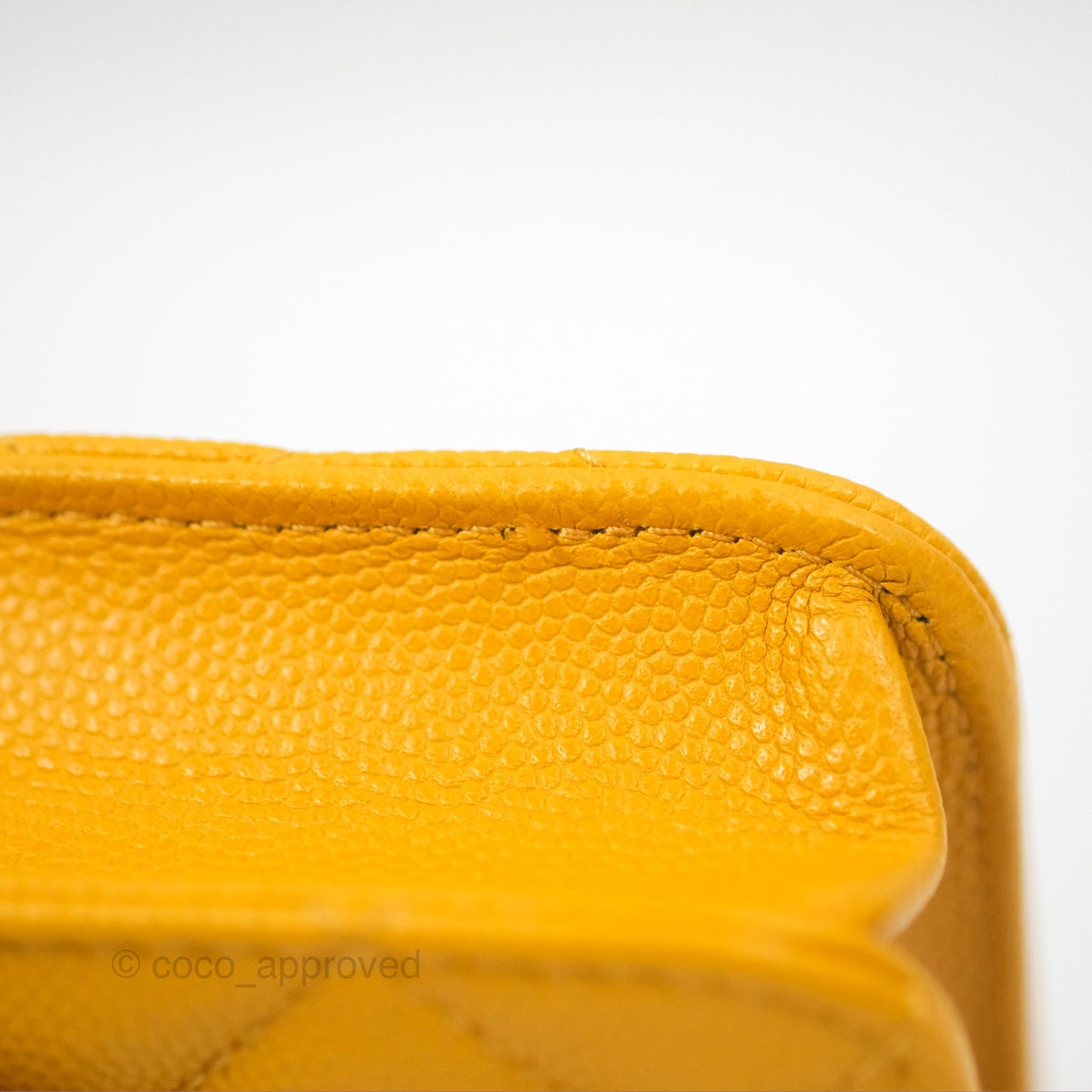 Chanel Mini Wallet With Chain Yellow Caviar Gold Hardware