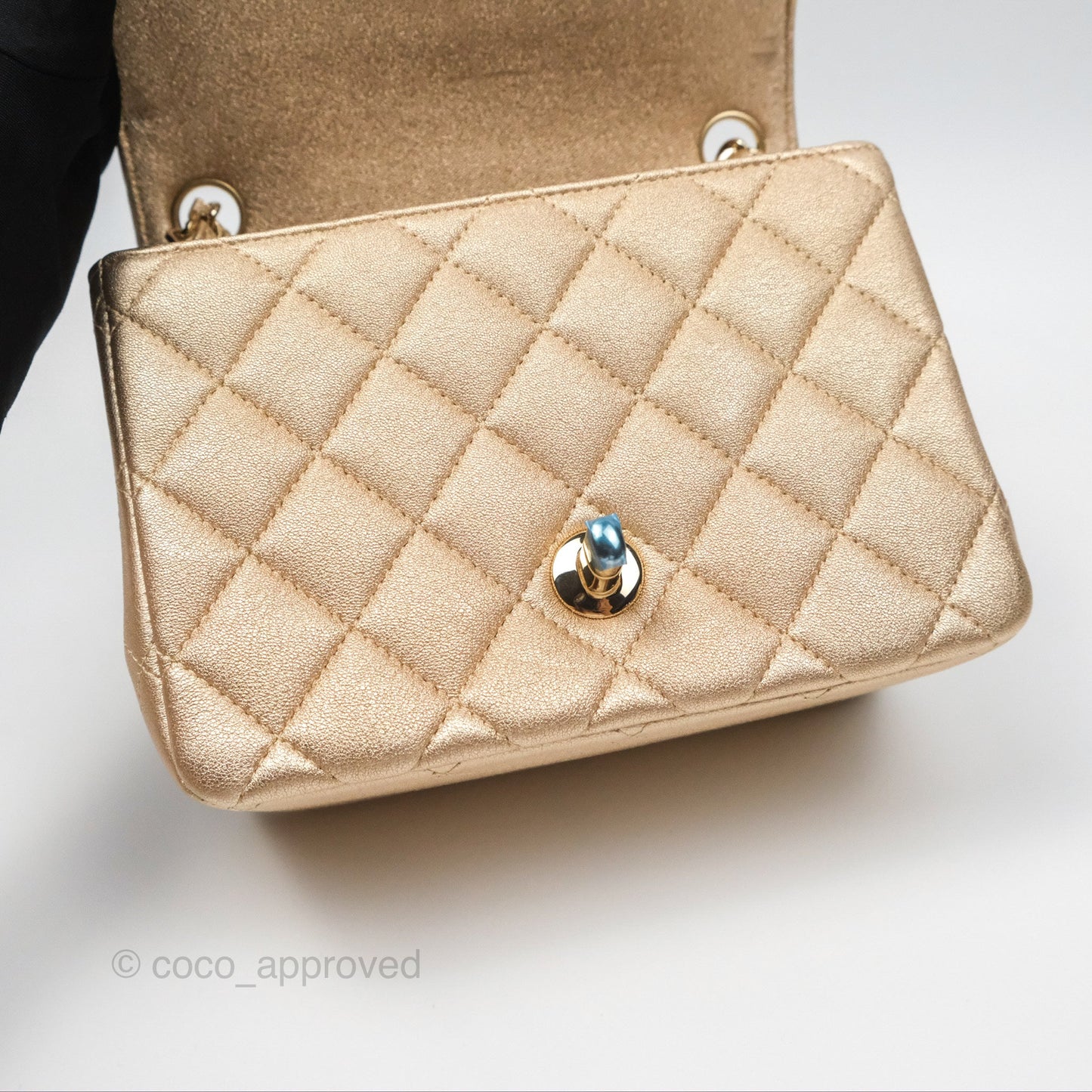 Chanel Quilted Mini Square Iridescent Gold Lambskin Gold Hardware 21P