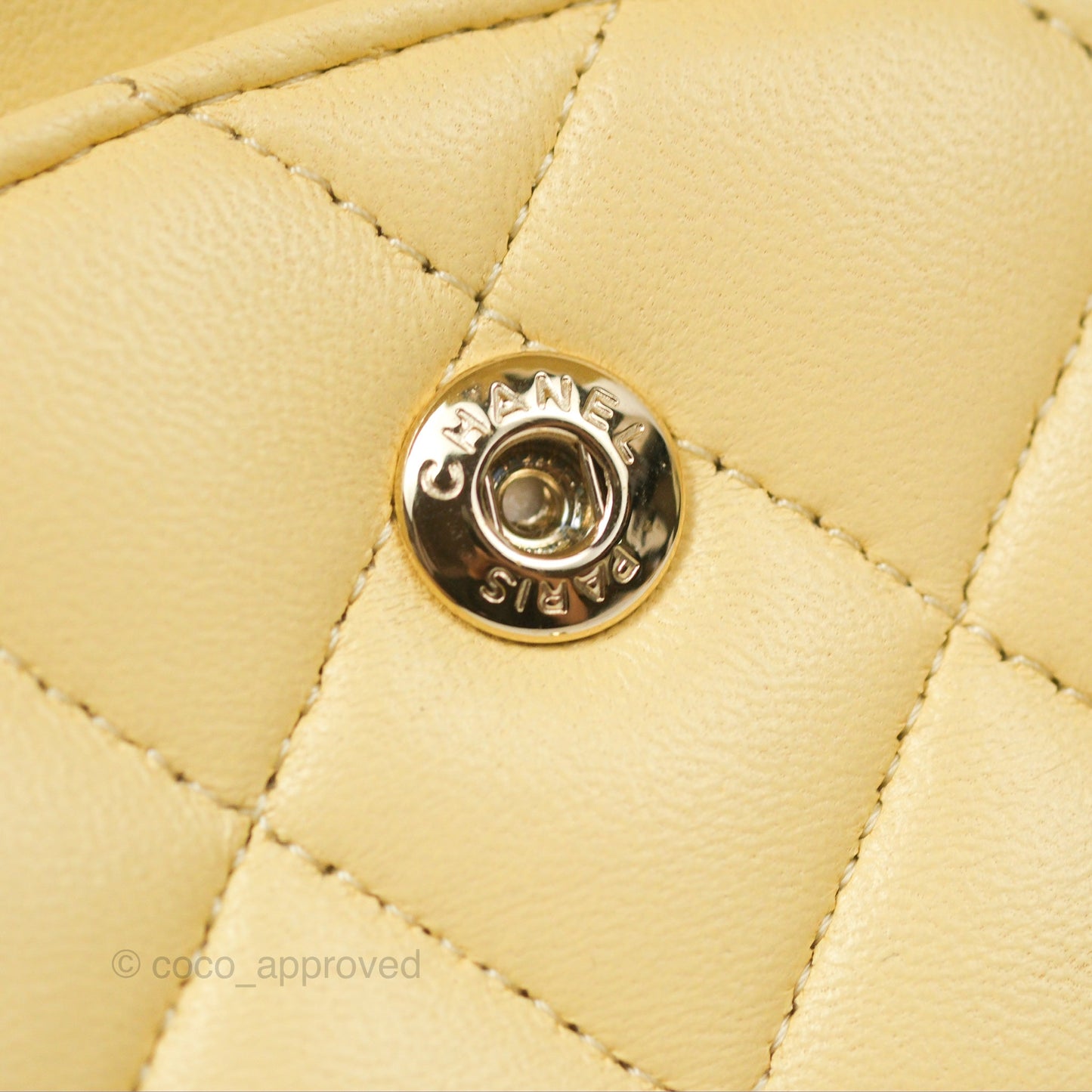 Chanel Classic M/L Medium Flap Quilted Yellow Lambskin Gold Hardware