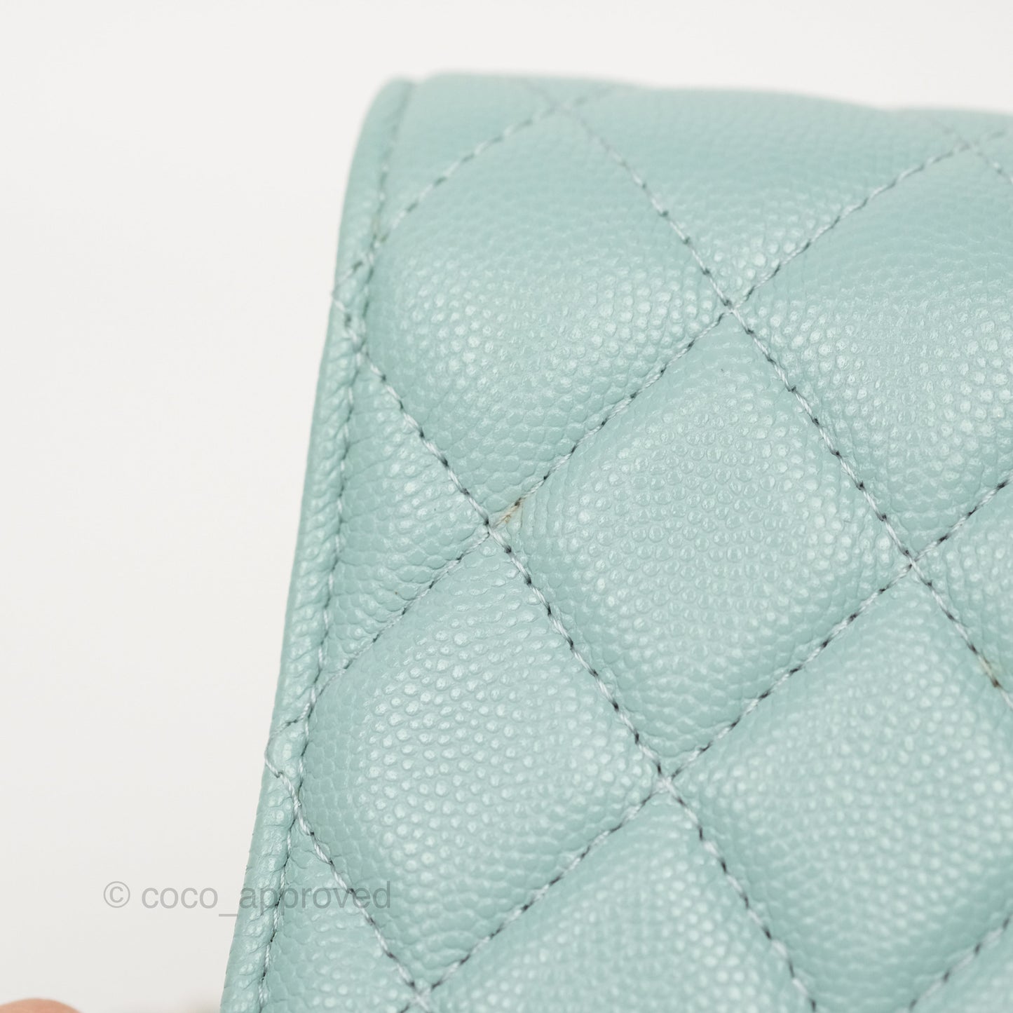 Chanel Quilted Classic Wallet On Chain WOC Tiffany Blue Caviar Gold Hardware
