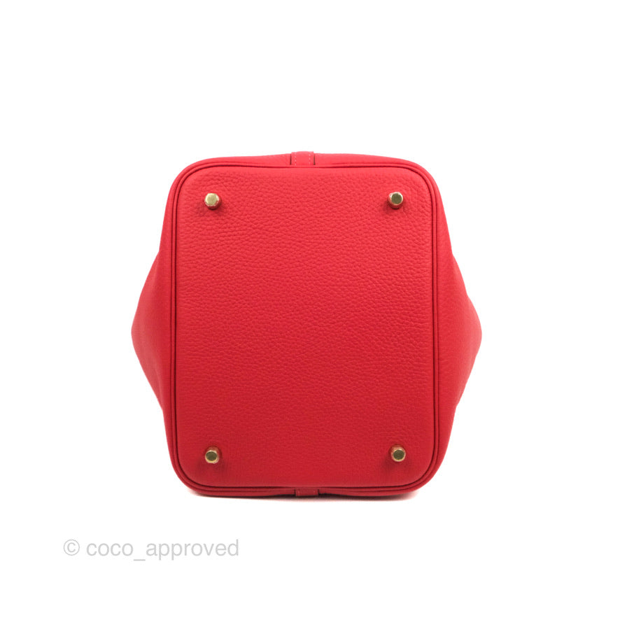 Hermès Picotin 22 Red Rouge Clemence Gold Hardware