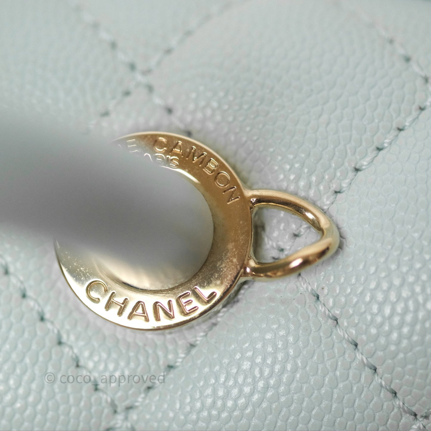 Chanel Small Coco Handle Quilted Light Blue Caviar Gold Hardware