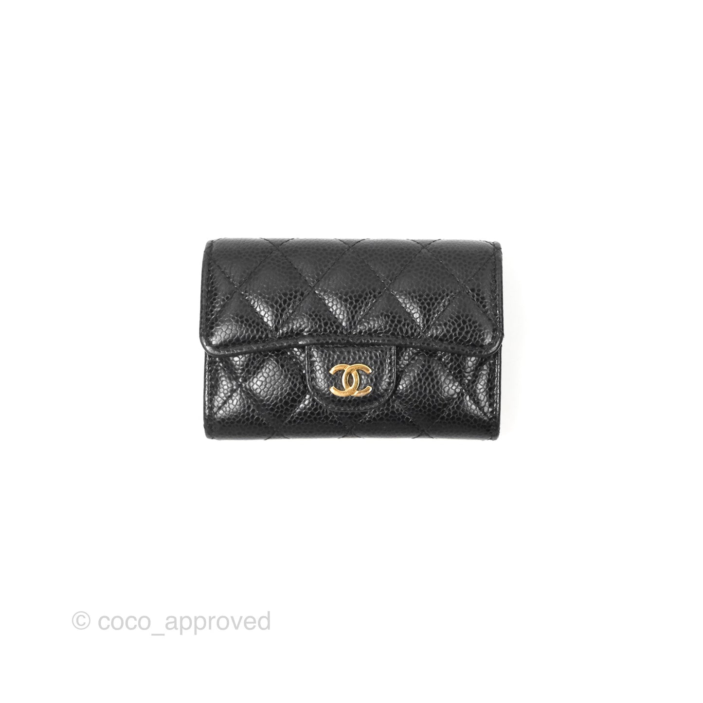 Chanel Classic Quilted Flap Card Holder Black Caviar Gold Hardware