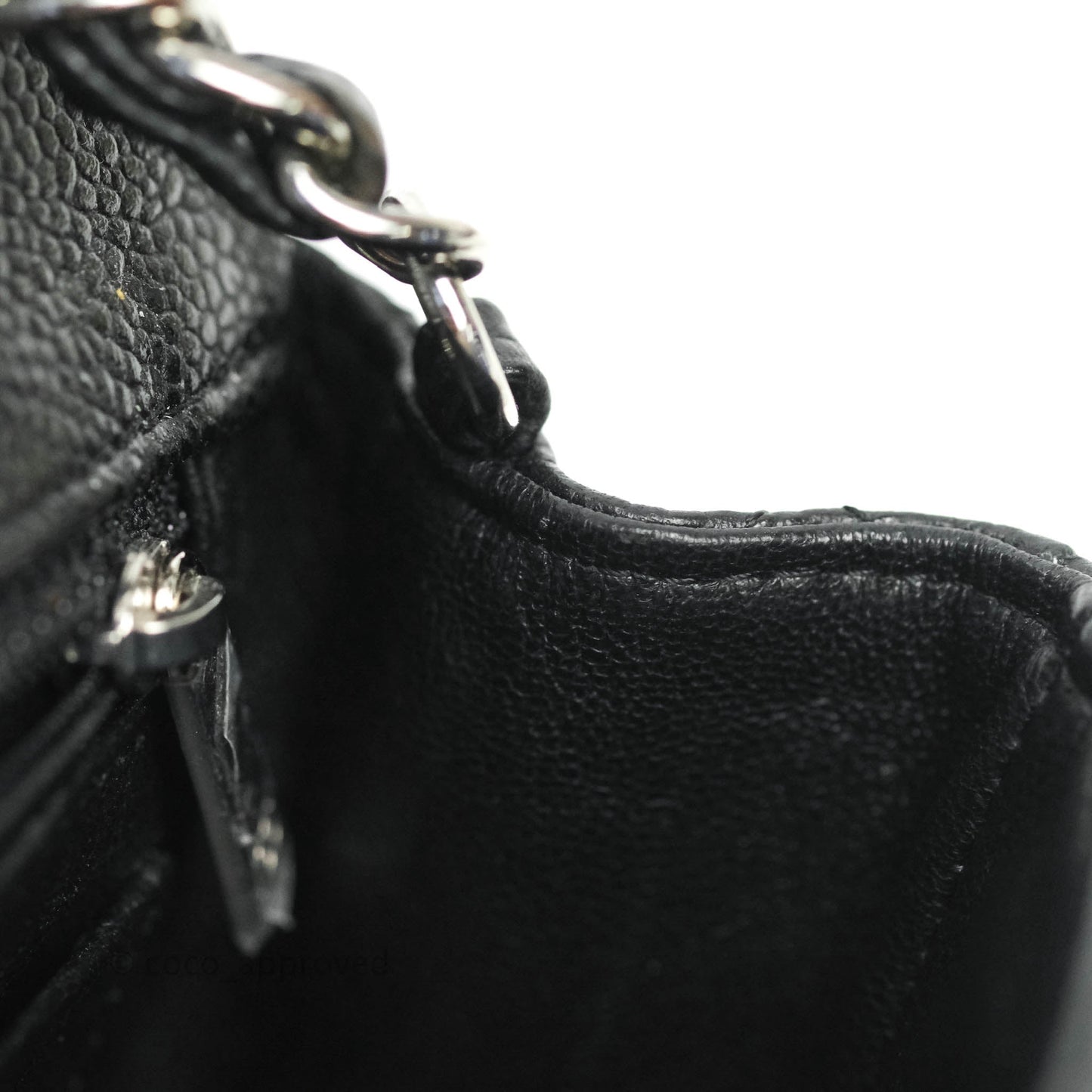 Chanel Classic Quilted Mini Rectangular Flap Black Caviar Silver Hardware
