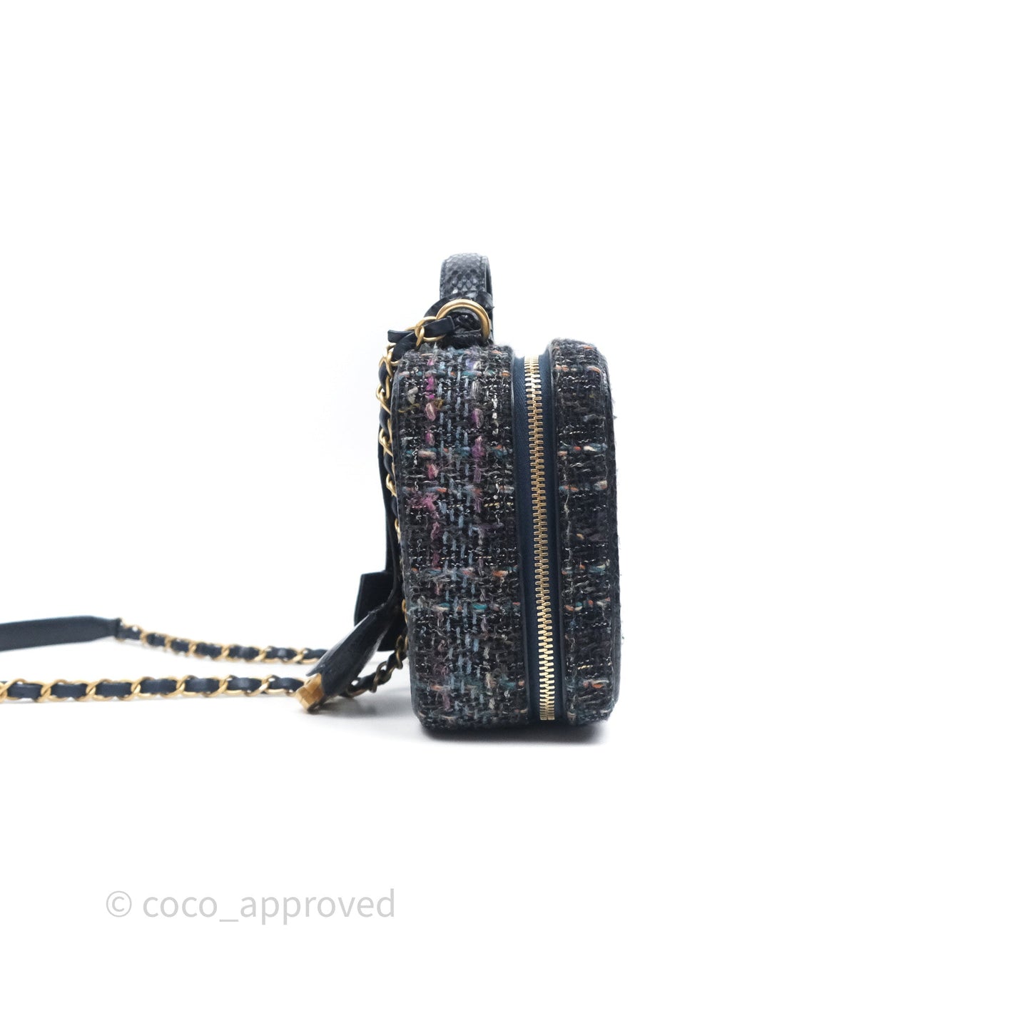 Chanel Medium CC Filigree Vanity Case Navy Tweed Python