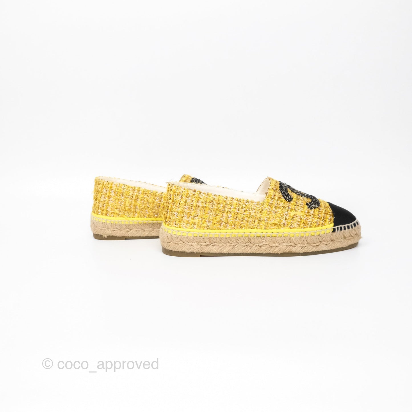 Chanel Espadrille Yellow Gold Tweed Size 36