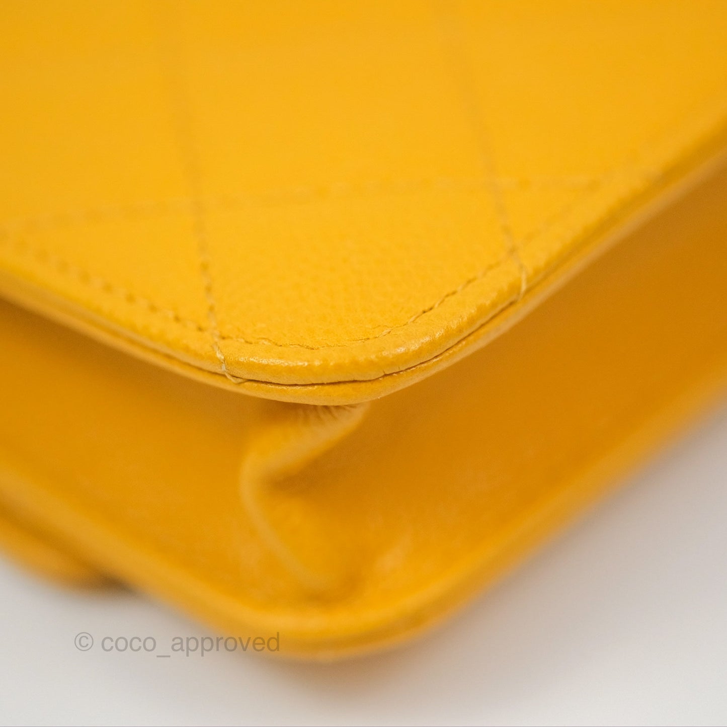 Chanel Mini Wallet With Chain Yellow Caviar Gold Hardware