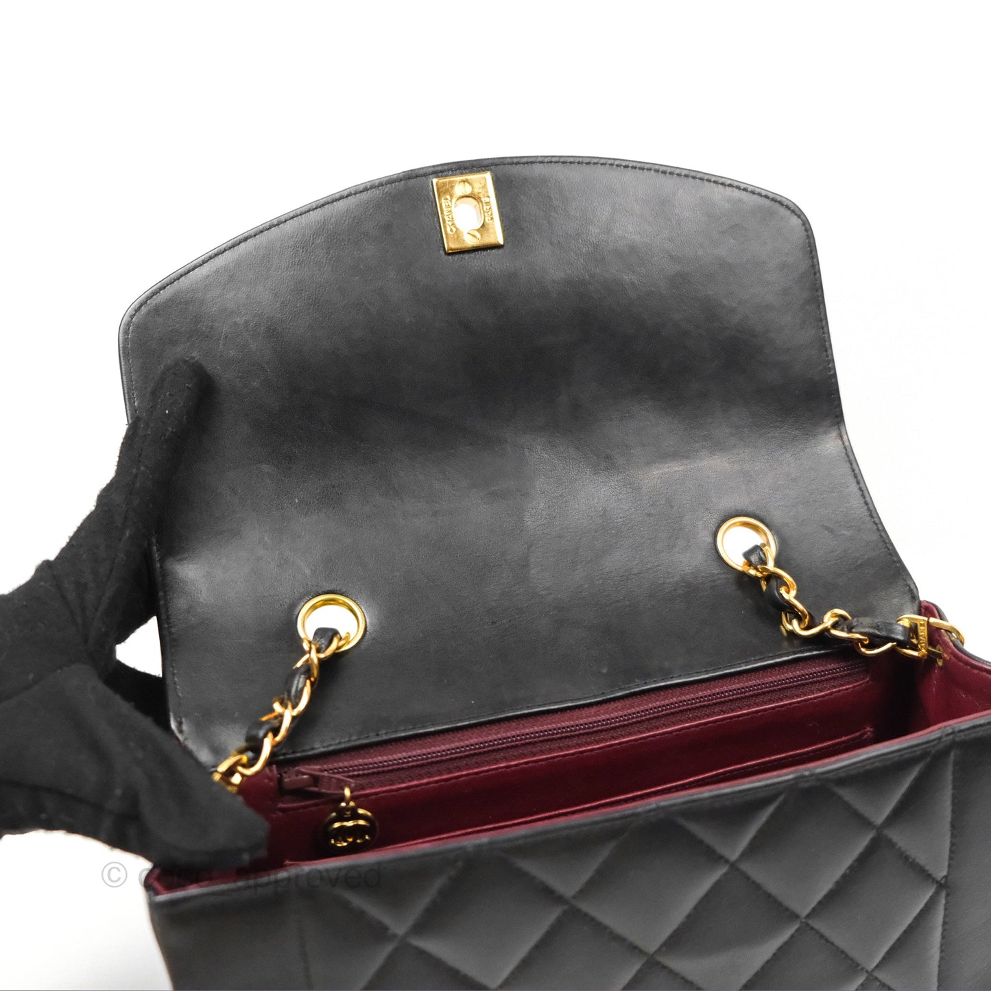 Chanel Vintage Small Quilted Classic Diana Flap Bag Black Lambskin 24K Gold Hardware
