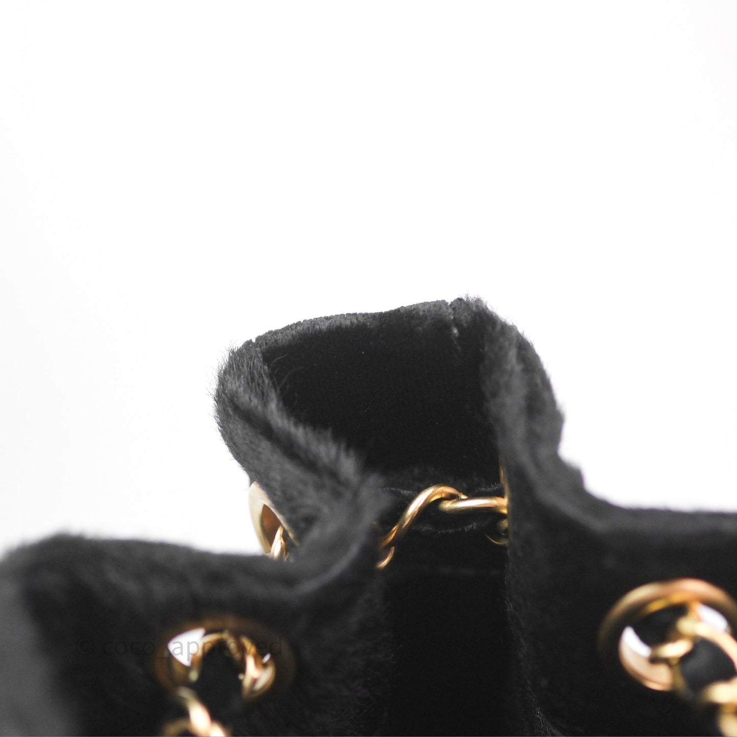 Chanel Vintage Quilted Drawstring Tote Bag Pony Hair Velvet Gold Hardware
