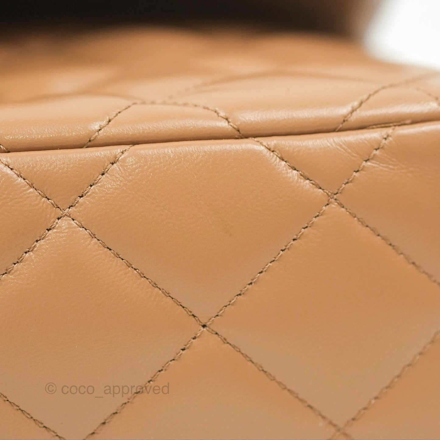 Chanel Top Handle Flap Bag Beige Shiny Lambskin Gold Hardware 23A
