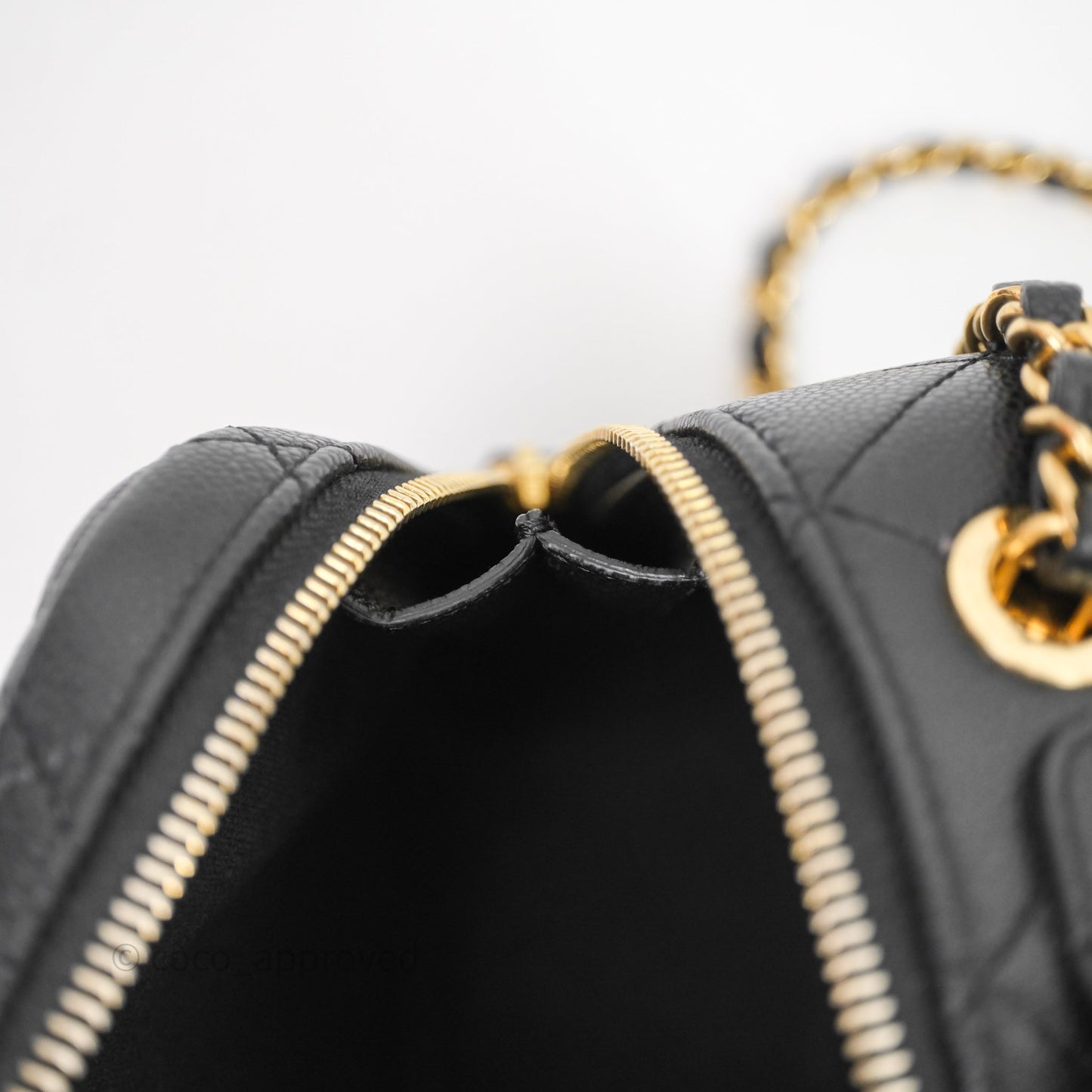 Chanel CC Top Handle Vanity Case Black Caviar Gold Hardware 23P