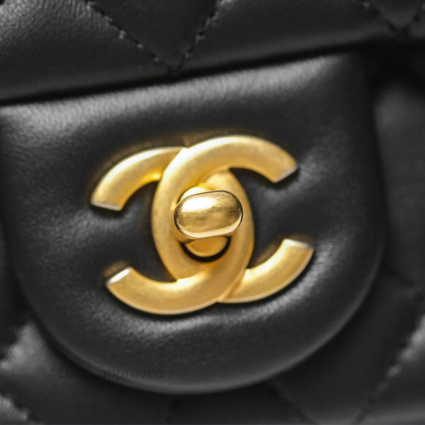 Chanel Pearl Crush Mini Square Quilted Black Lambskin Aged Gold Hardware
