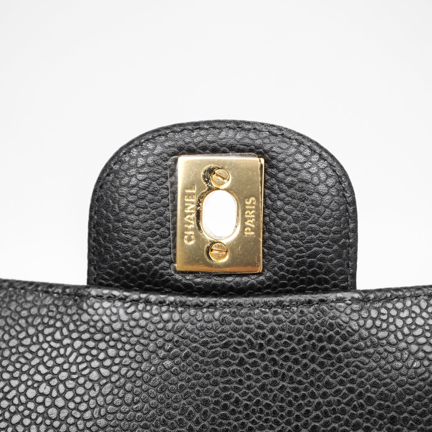 Chanel Classic M/L Medium Flap Quilted Black Caviar Gold Hardware