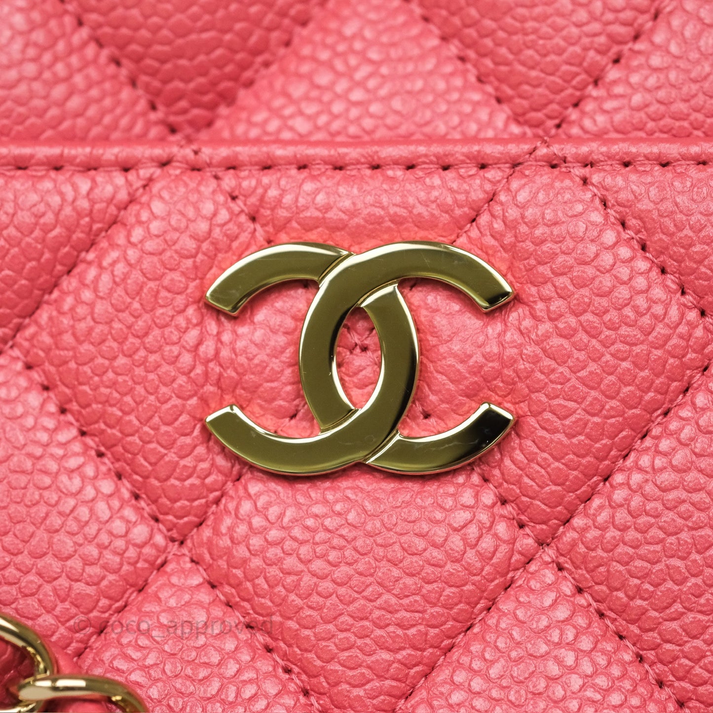 Chanel Camera Case Quilted Pink Shiny Caviar Gold Hardware