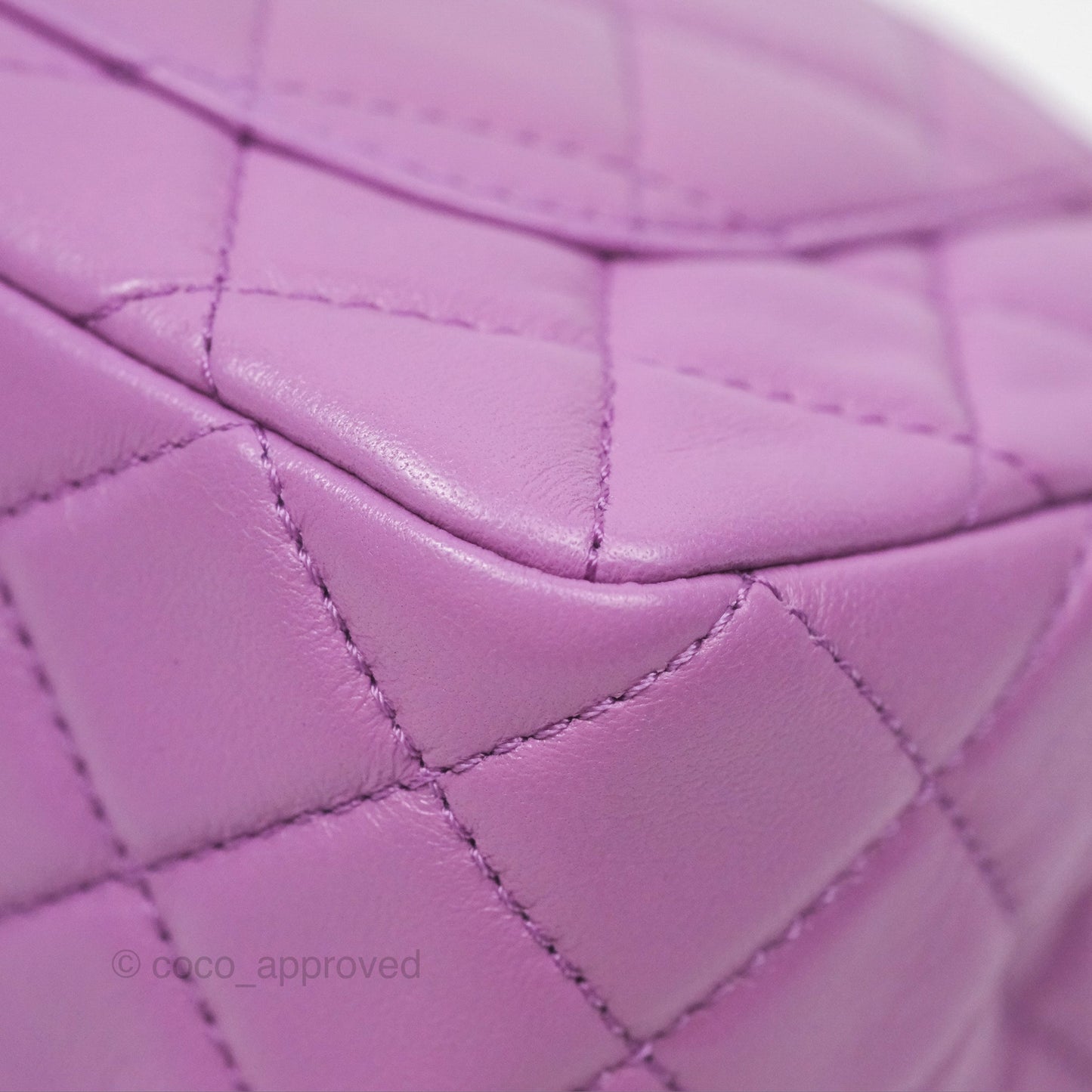 Chanel Mini Rectangular Pearl Crush Quilted Purple Lambskin Aged Gold Hardware