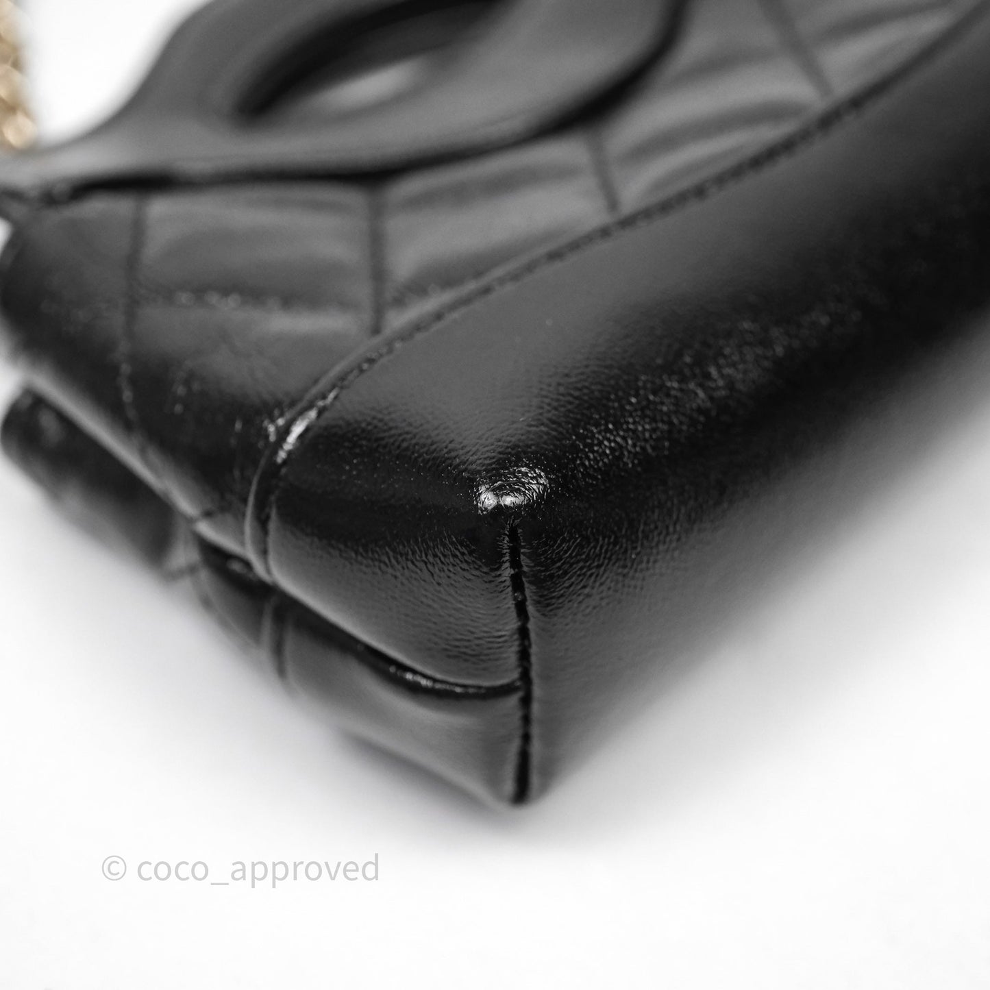 Chanel Micro 31 Clutch With Chain Black Shiny Calfskin Gold Hardware