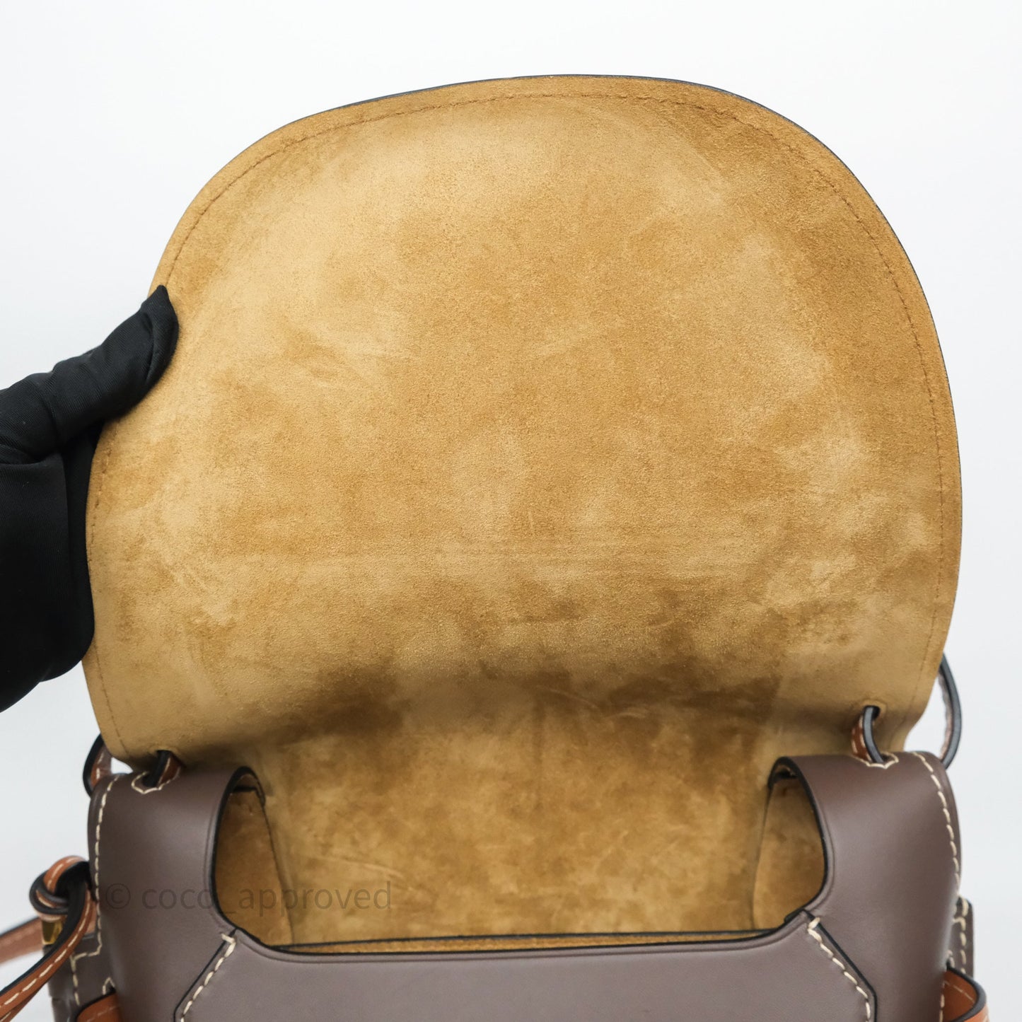Loewe Small Gate Bag Smooth Calfskin Burgundy Tan Brown