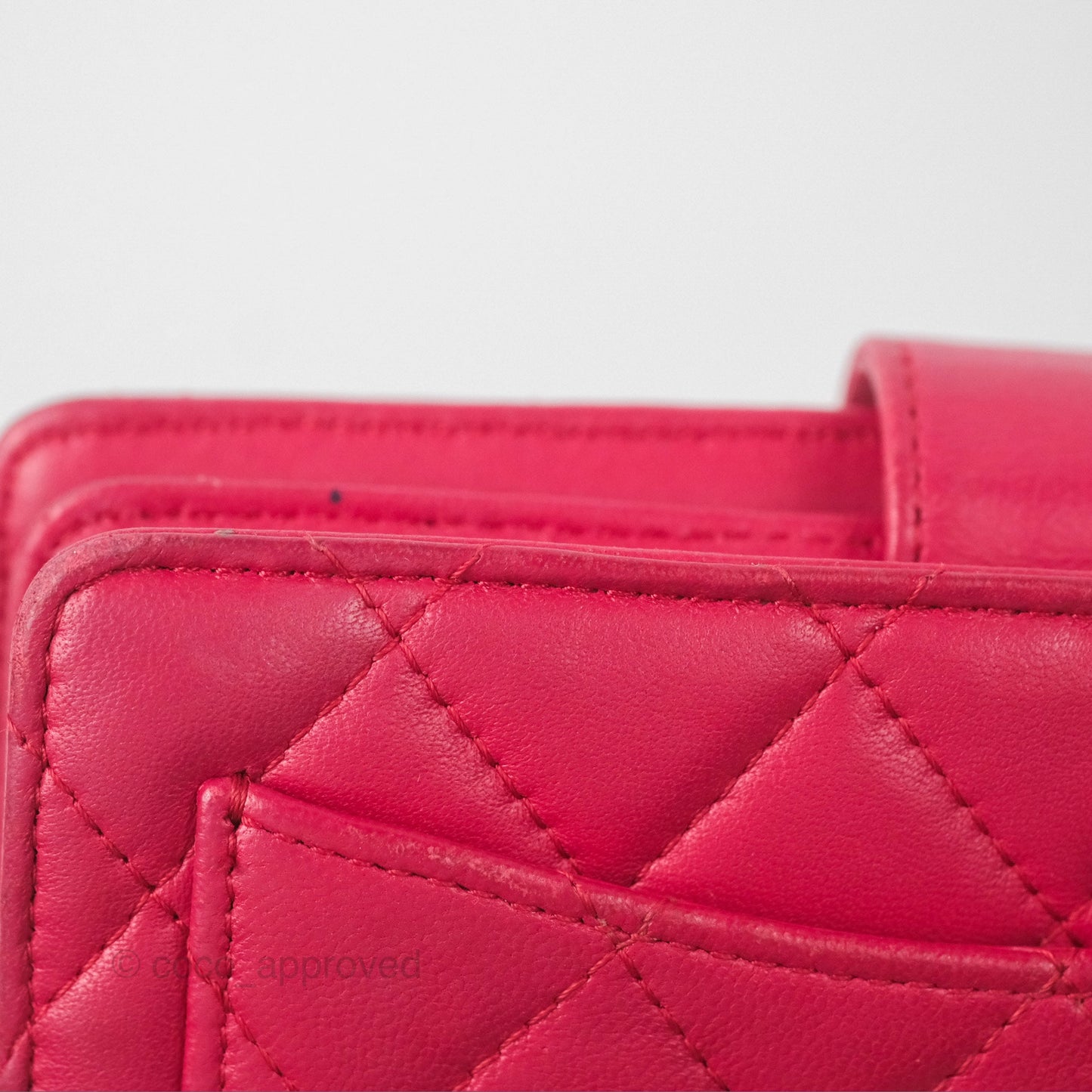 Chanel Quilted Classic French Wallet Lambskin Red Silver Hardware