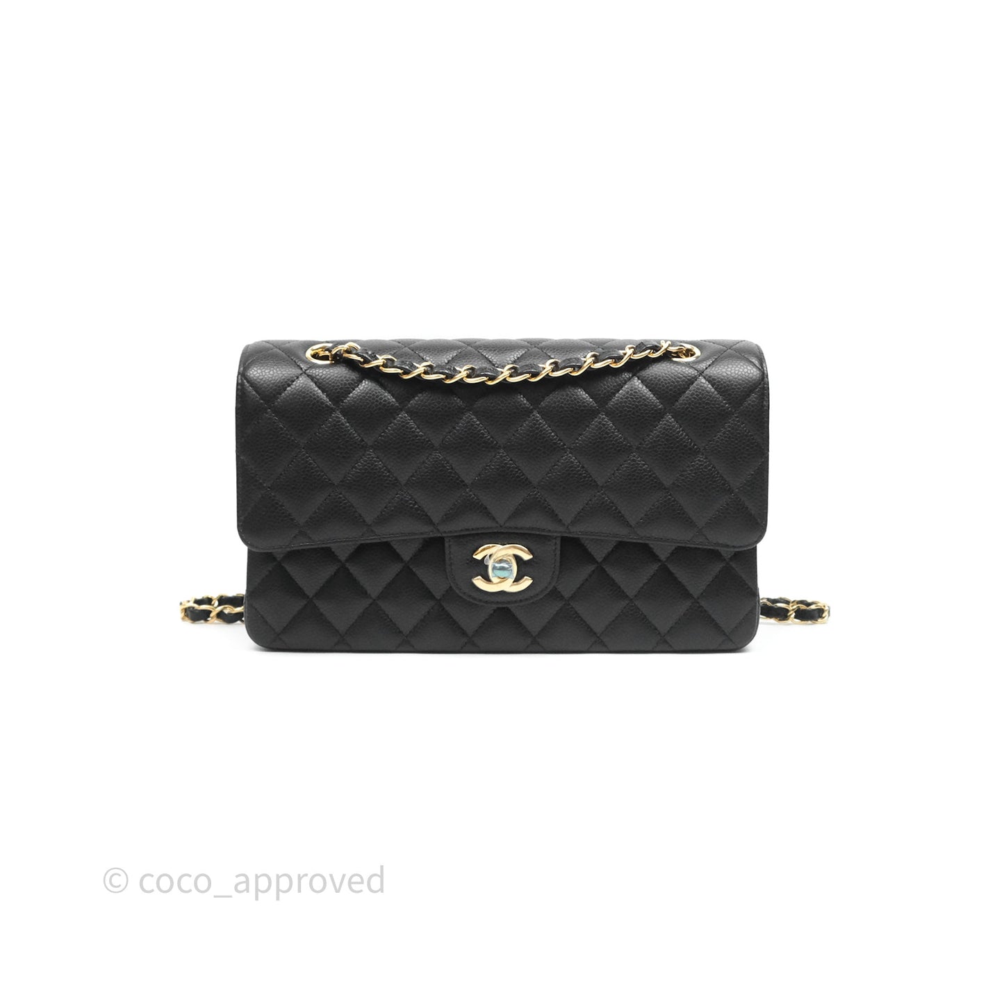 Chanel Classic M/L Medium Flap Quilted Black Caviar Gold Hardware