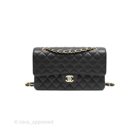 Chanel Classic M/L Medium Flap Quilted Black Caviar Gold Hardware