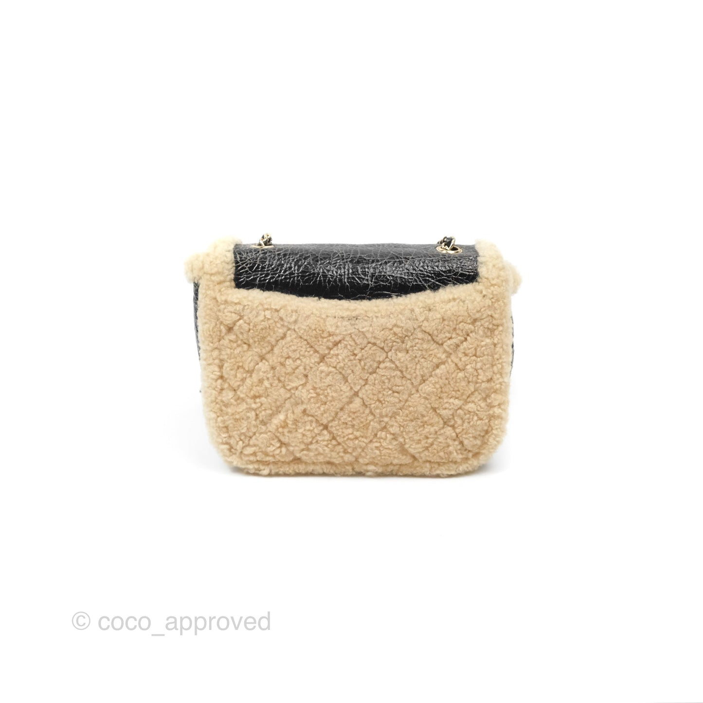 Chanel Mania CC Shearling Flap Bag Black Crumpled Glazed Sheepskin