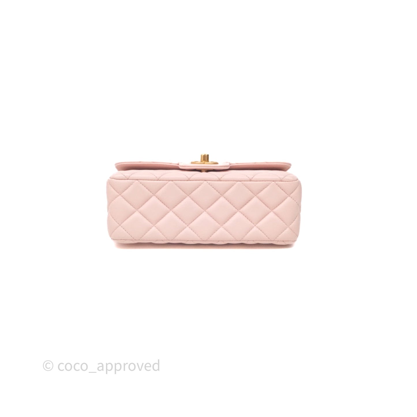 Chanel Top Handle Mini Rectangular Flap Bag Pink Lambskin Aged Gold Hardware