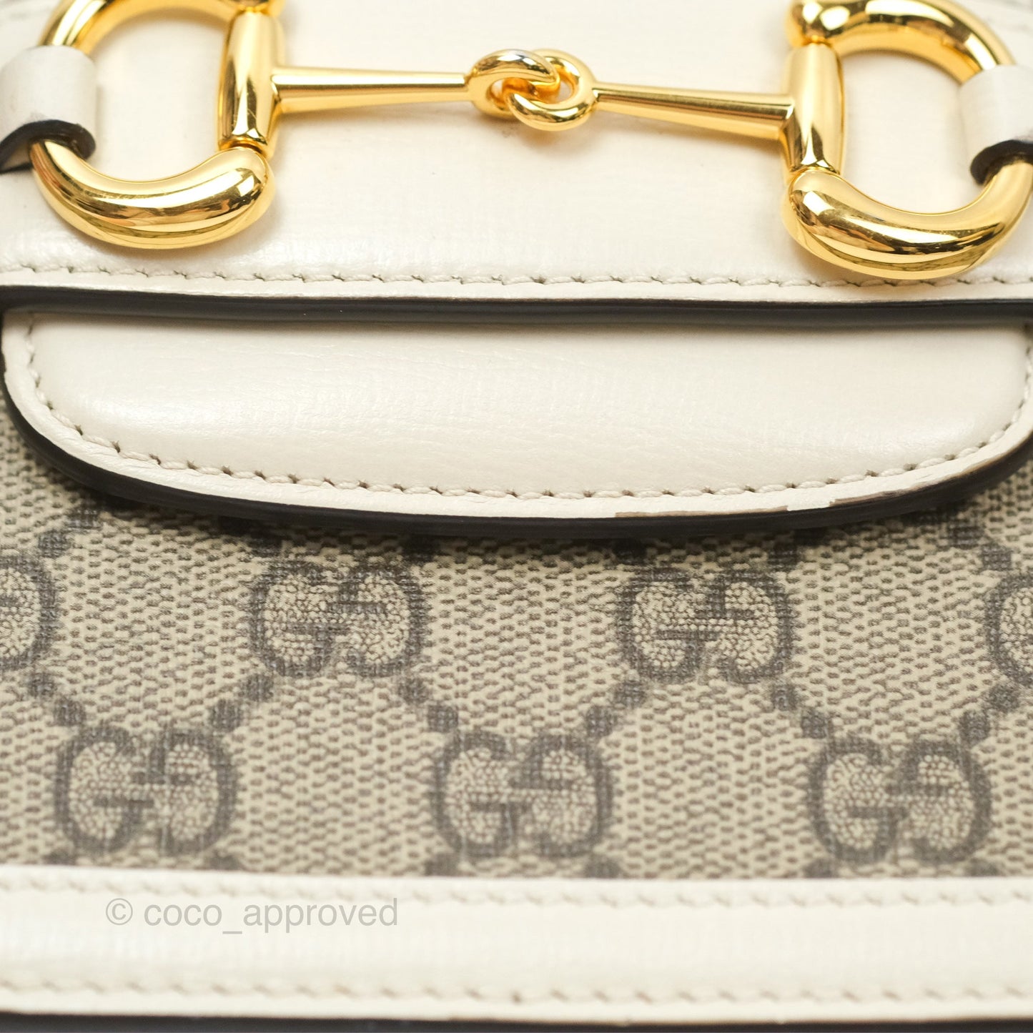 Gucci Horsebit 1955 GG Supreme Canvas White Shoulder Bag Gold Hardware
