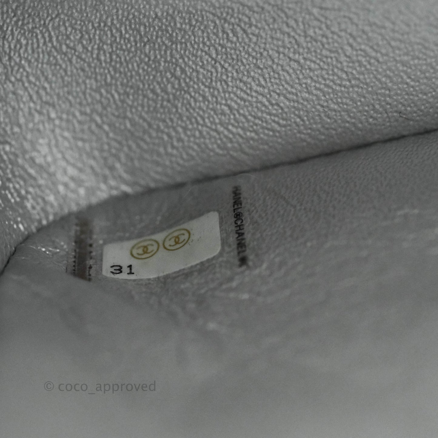 Chanel Classic Quilted Mini Square Flap Silver Lambskin Silver Hardware