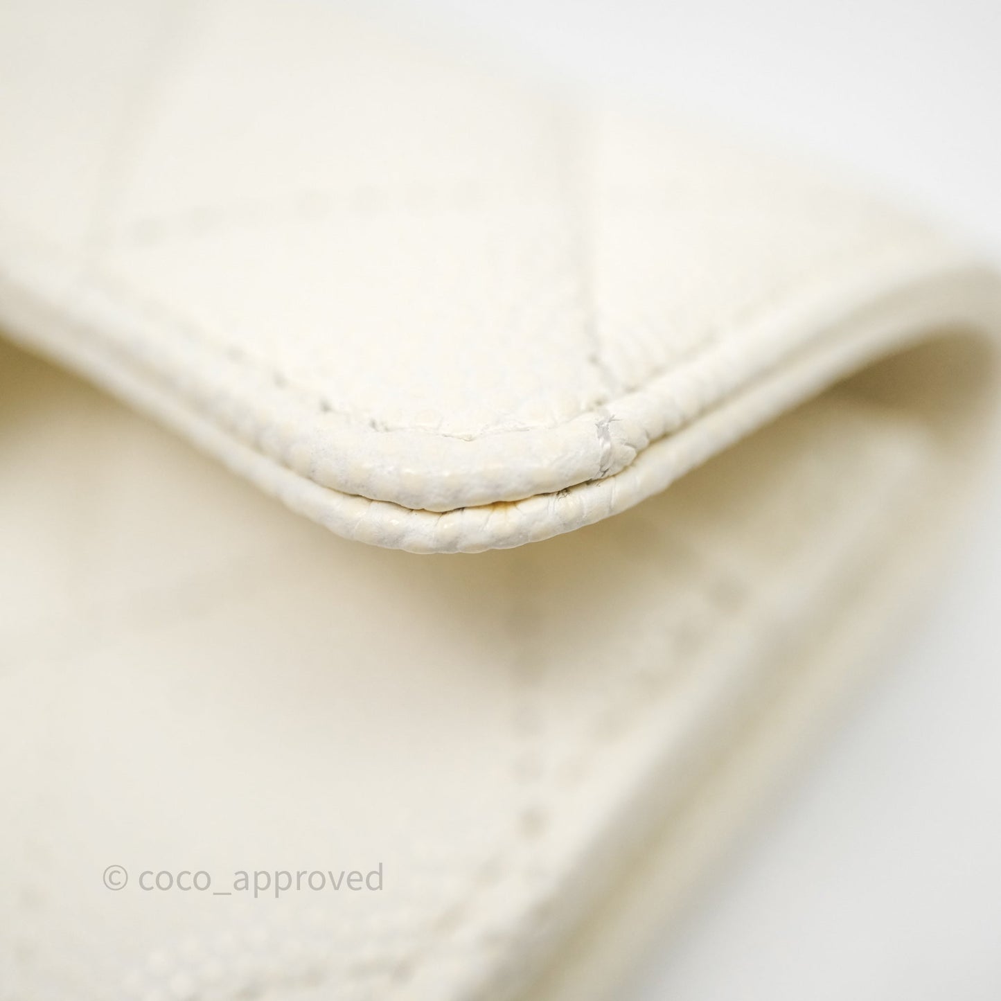 Chanel Quilted Classic Flap Card Holder White Caviar Gold Hardware