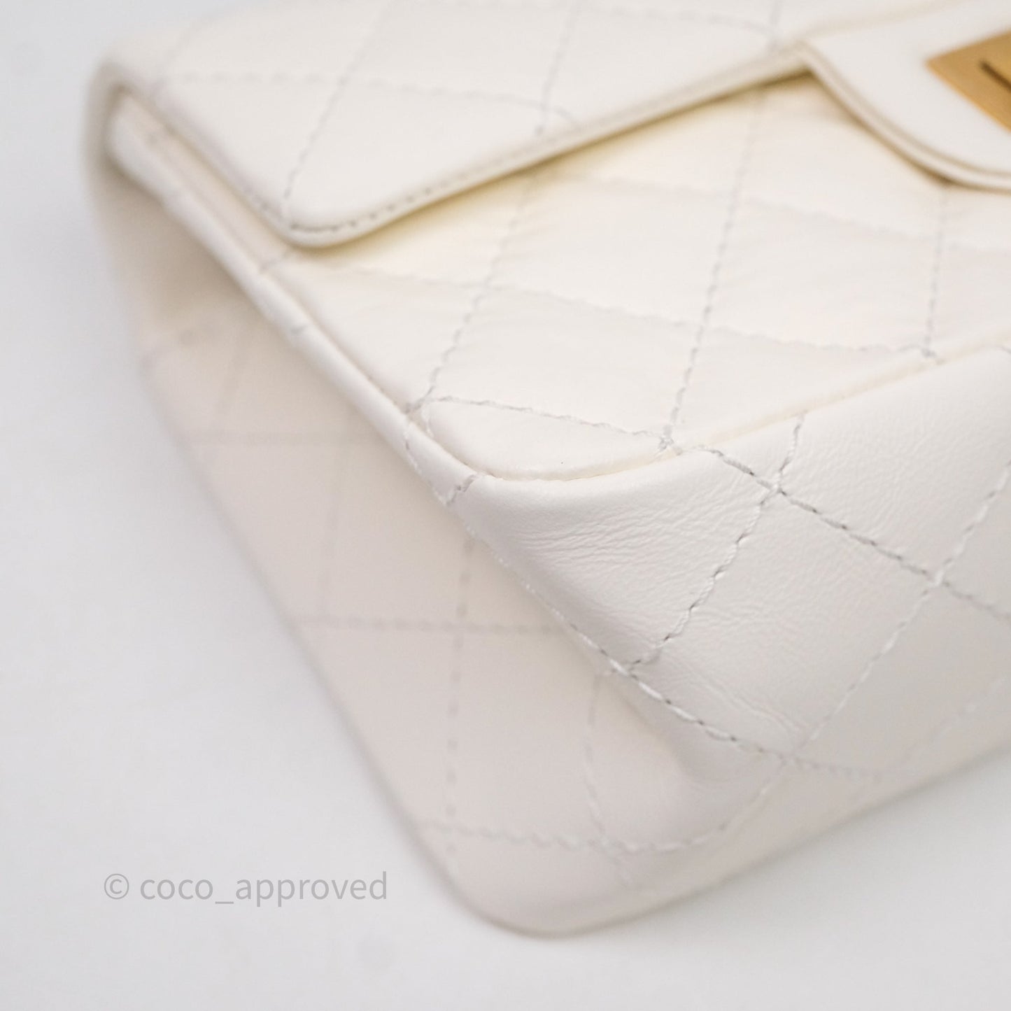 Chanel Mini Reissue 224 White Calfskin Aged Gold Hardware