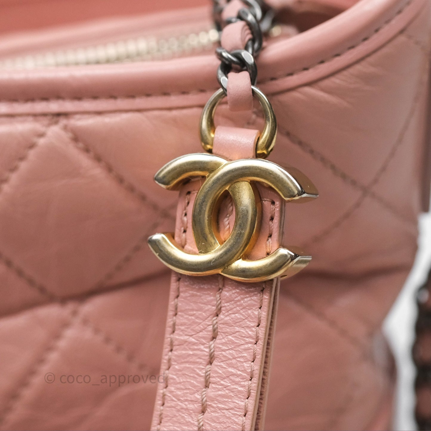 Chanel Small Gabrielle Hobo Quilted Pink Aged Calfskin