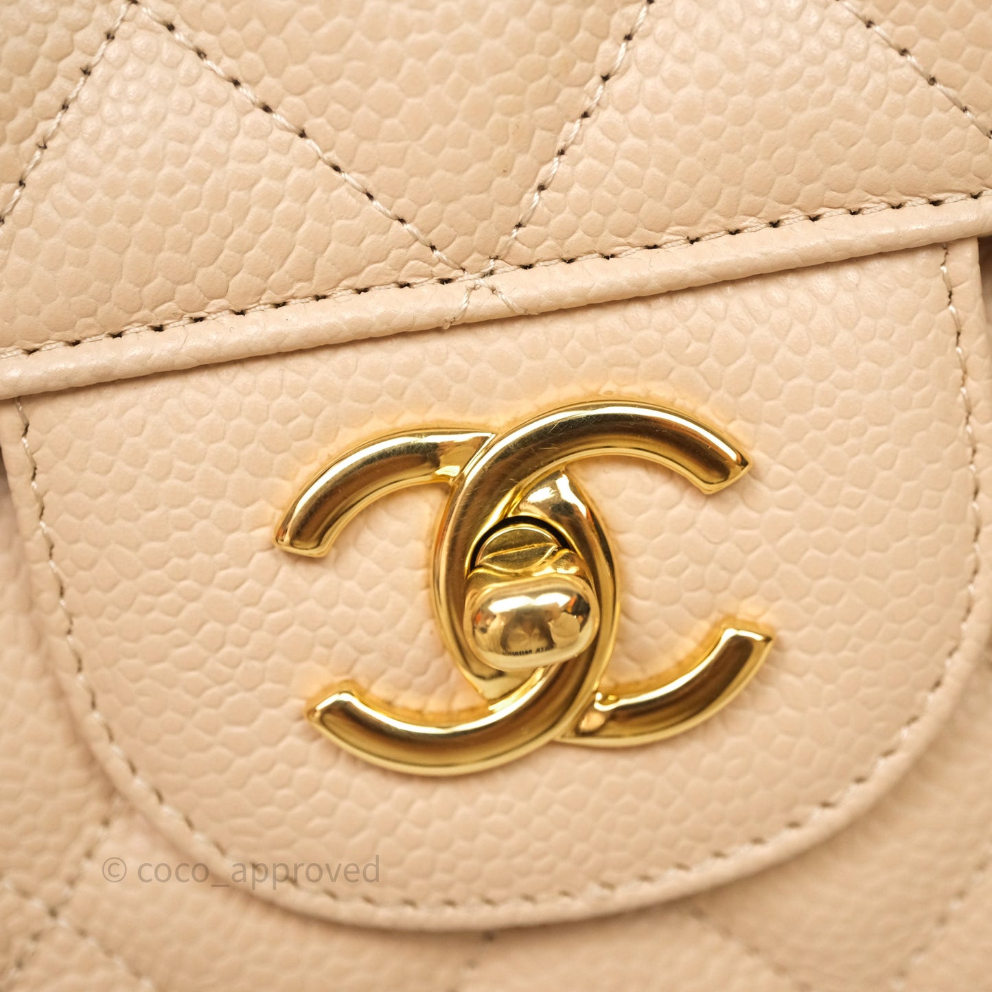 Chanel Jumbo Double Flap Beige Caviar Gold Hardware⁣⁣