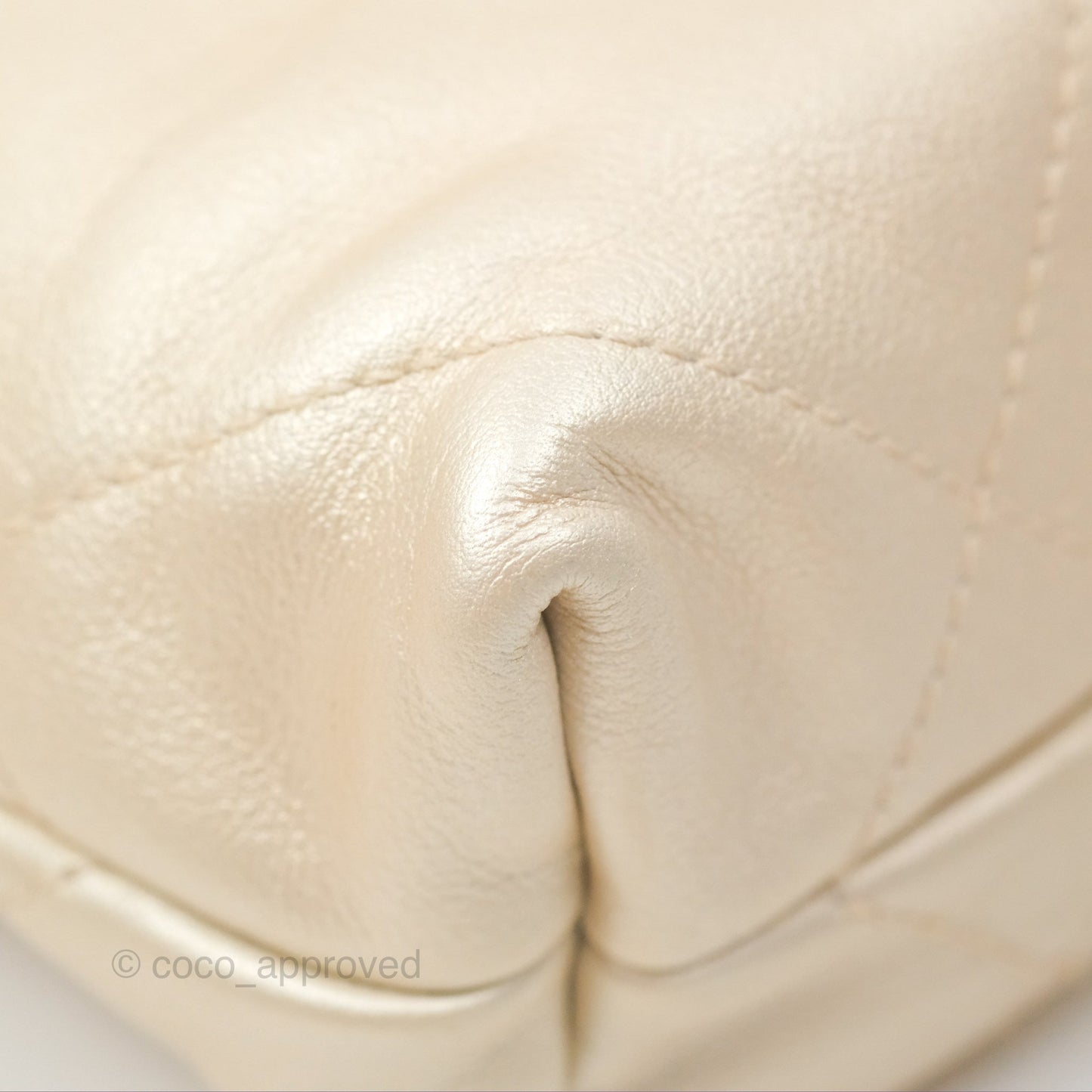 Chanel 22 Mini Bag Iridescent Light Pearly Calfskin Aged Gold Hardware