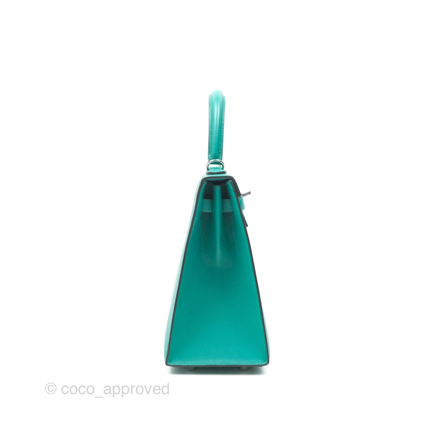 Hermès Sellier Kelly 25 Madame Leather Vert Verone U1/ Bleu De Prusse 7P Palladium Hardware